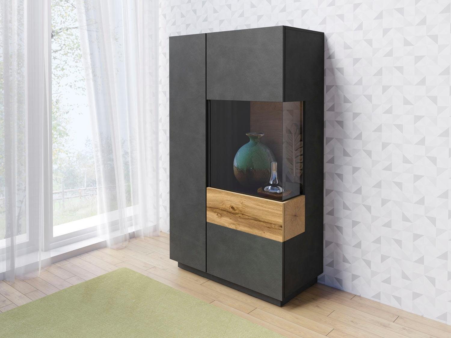 INOSIGN Vitrinekast Silke Hoogte 138,5 cm vitrinekasten grijs