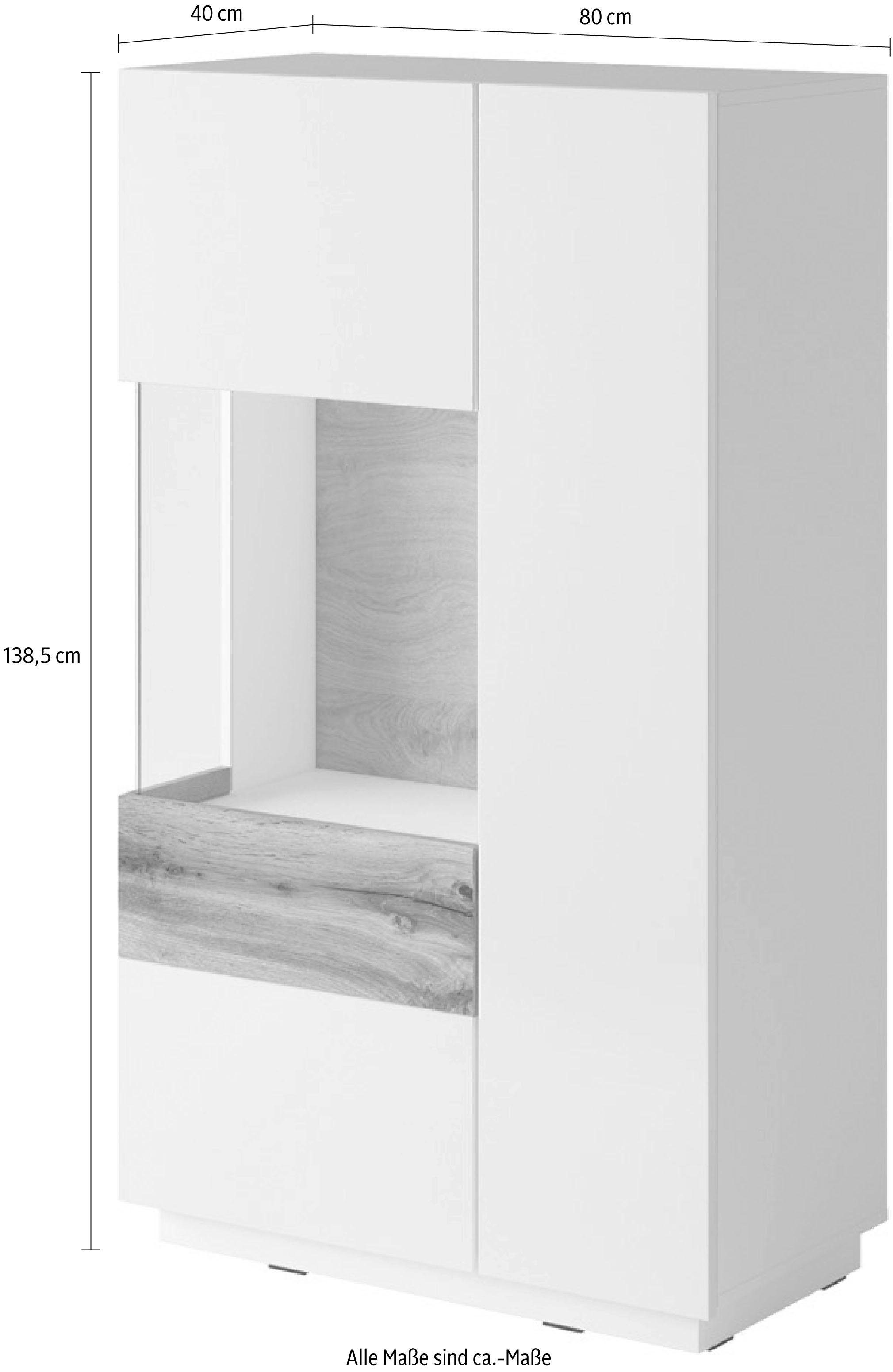 INOSIGN Vitrinekast Silke Hoogte 138,5 cm