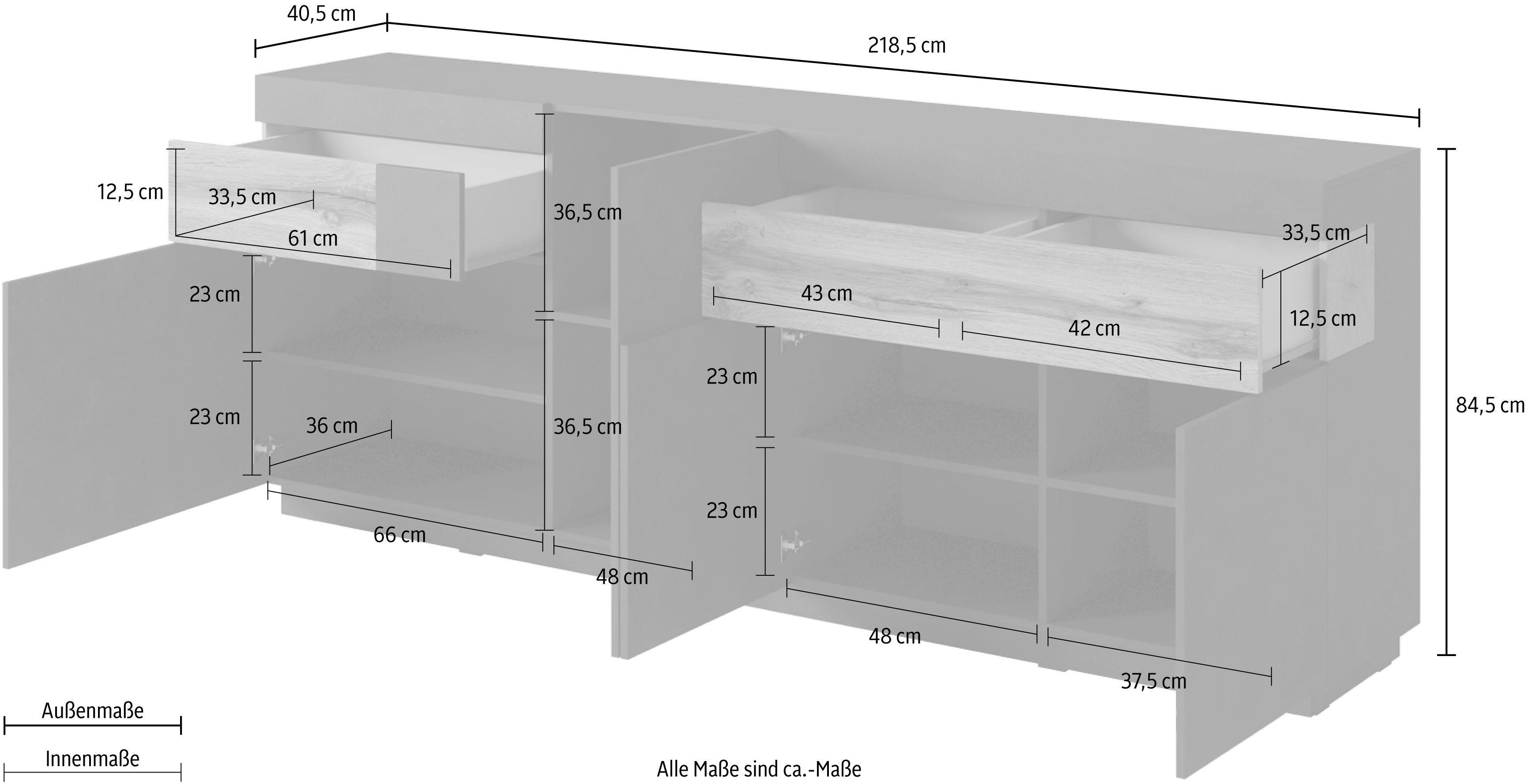 INOSIGN Dressoir Silke Breedte 218, 5 cm