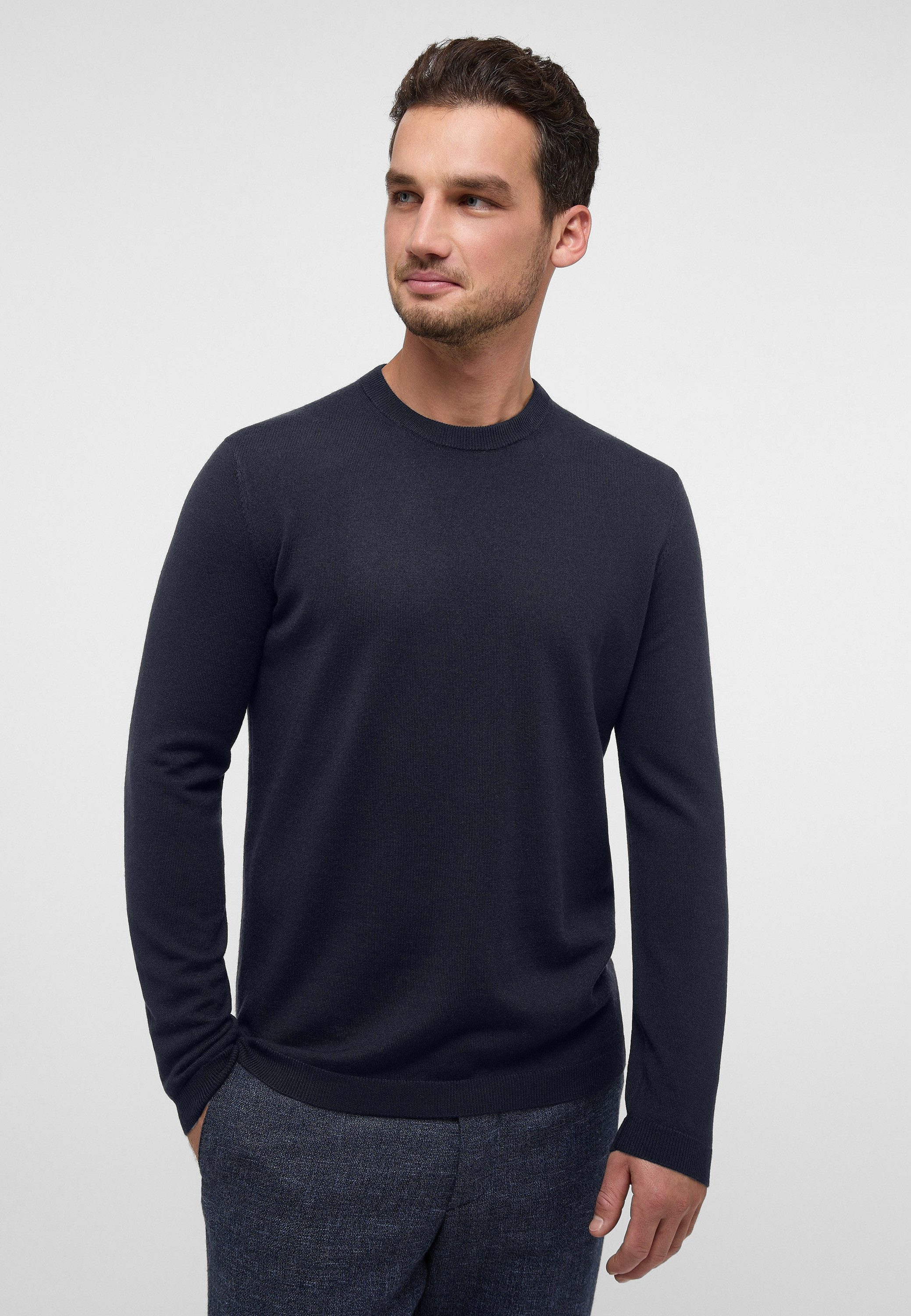 Eterna Gebreide trui heren truien maat XL blauw