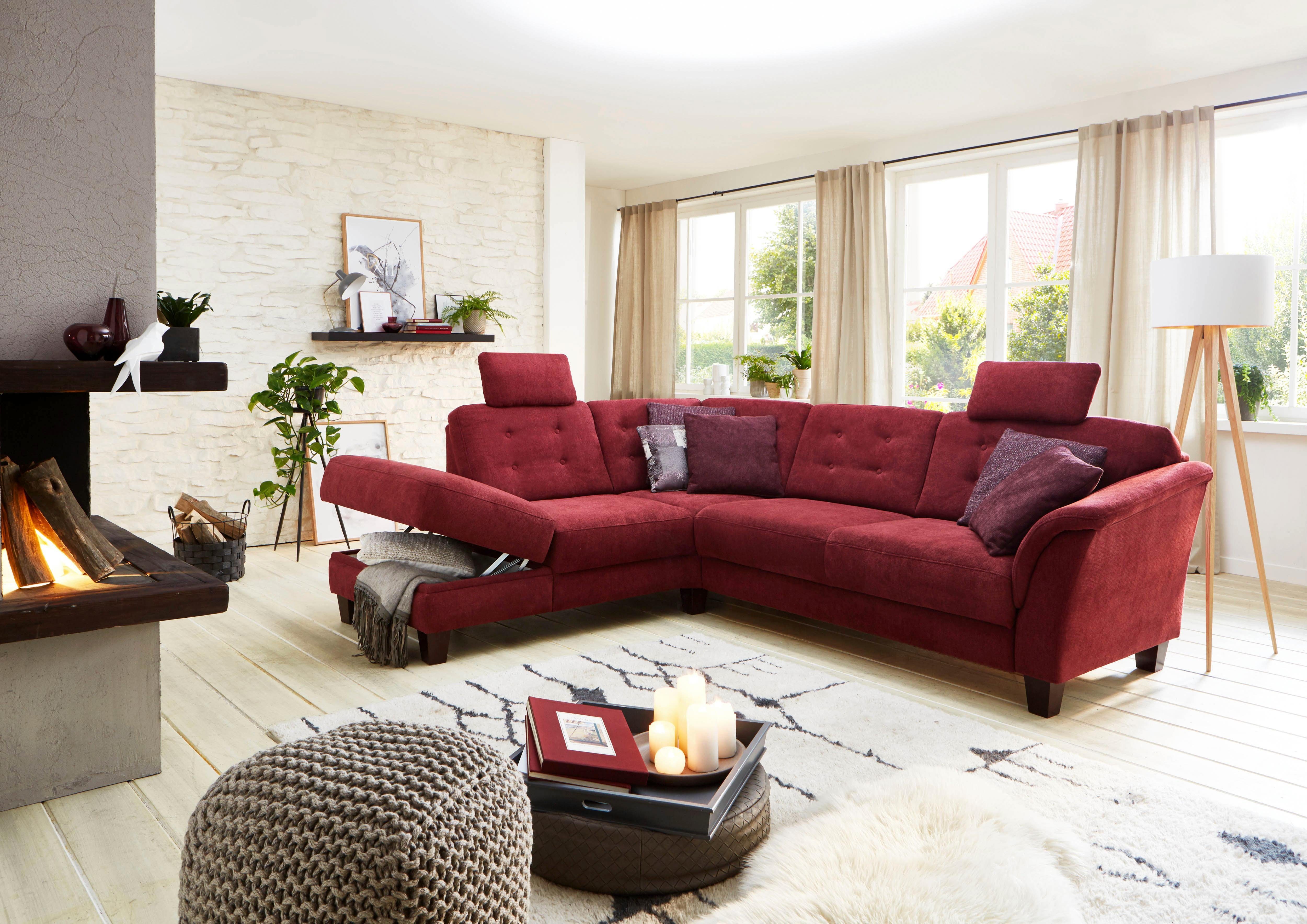 Home affaire Hoekbank Trondheim L-vorm met binnenvering en capitonnage achter, poten beuken donker