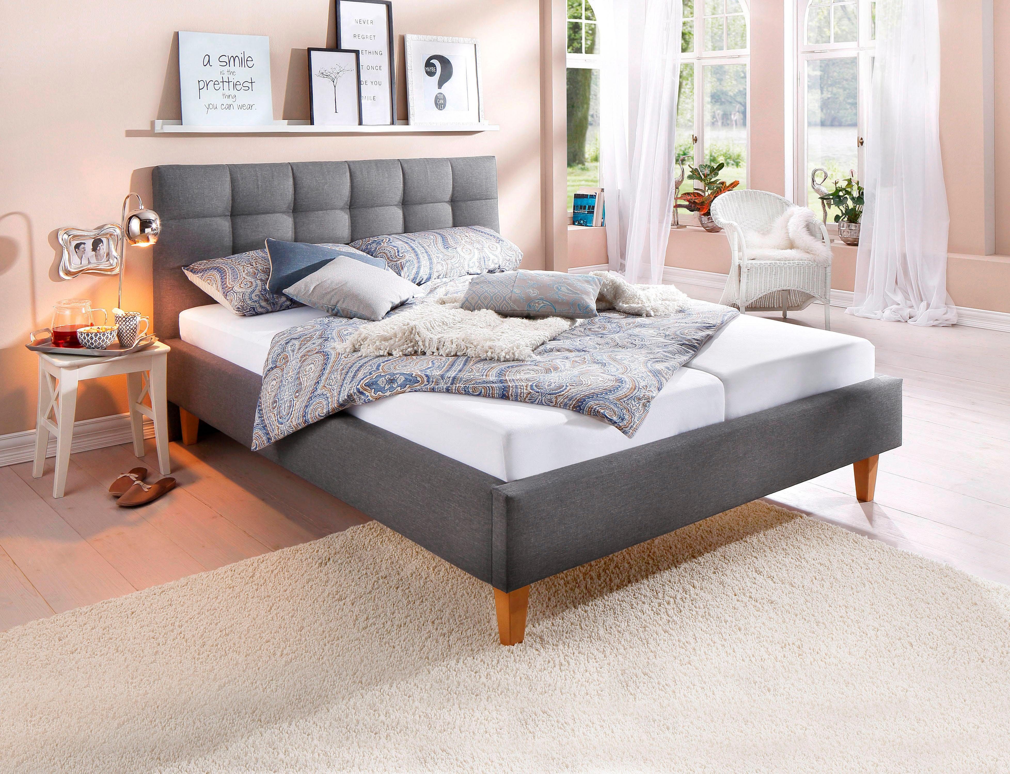 Maintal Gestoffeerd bed Tom in 4 breedten, zonder matras of met koudschuim resp. binnenveringsmatras