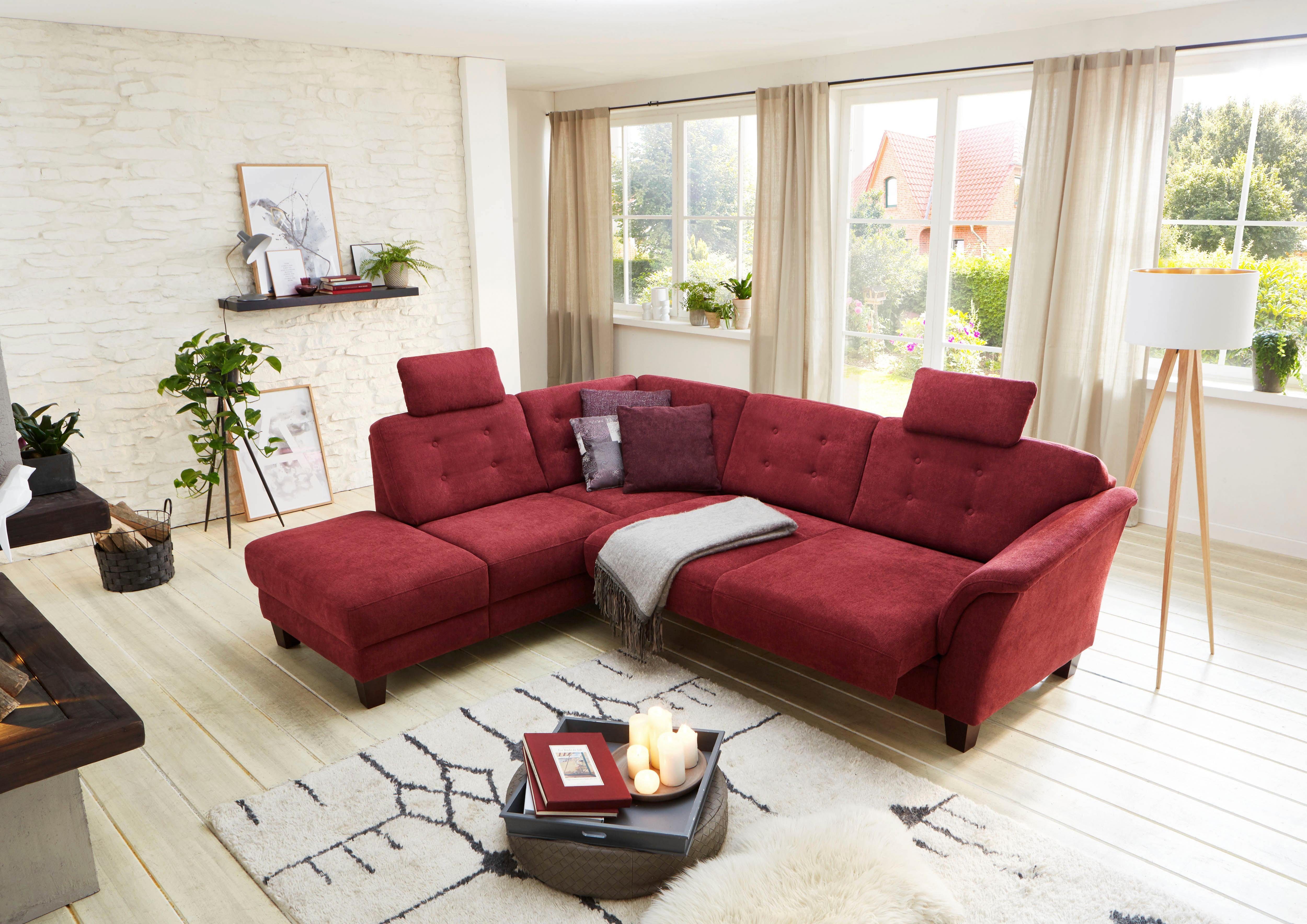 Home affaire Hoekbank Trondheim L-vorm met binnenvering en capitonnage achter, poten beuken donker