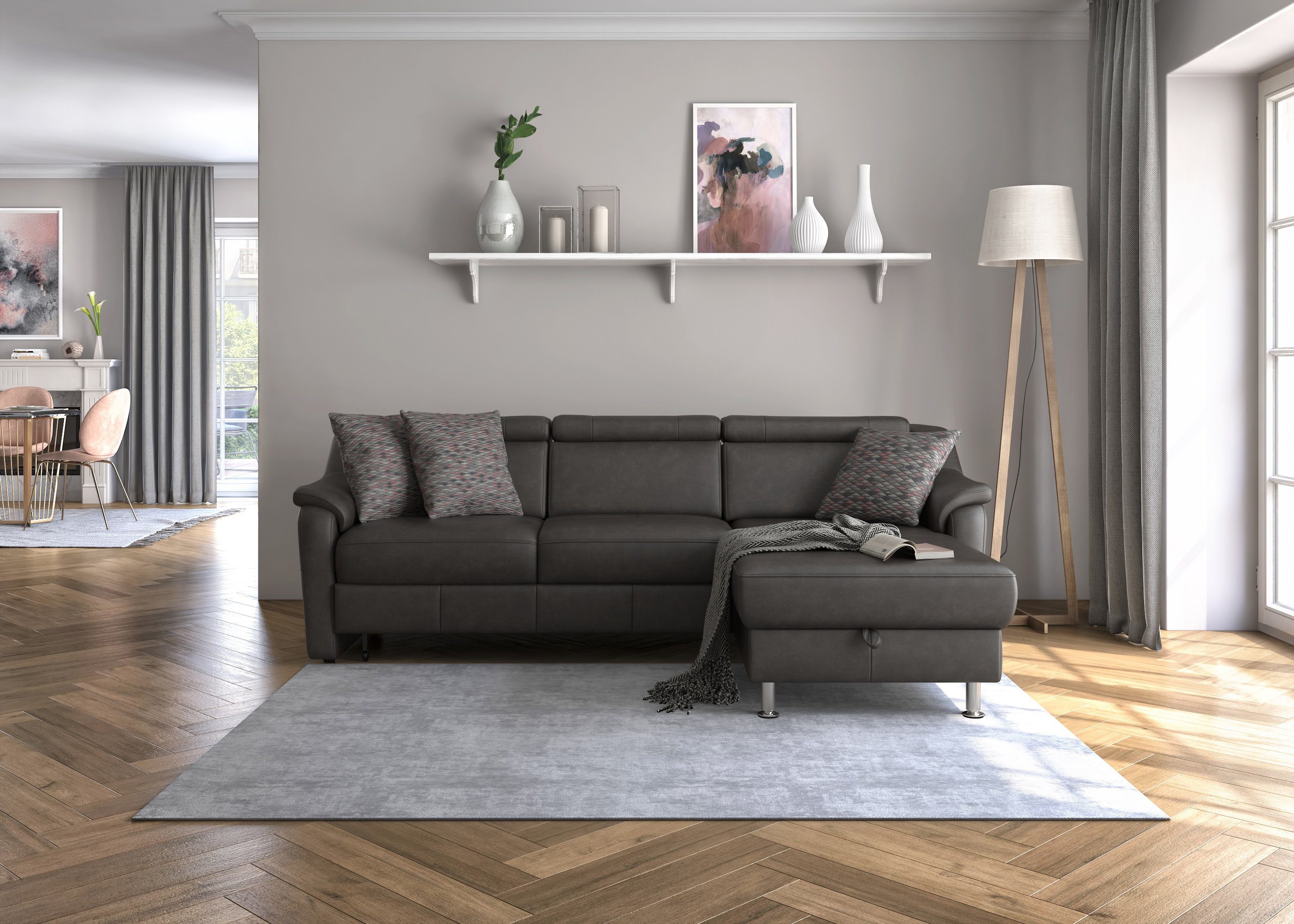 sit&more Hoekbank Freetown L-vorm met verstelbare hoofdsteun en comfortabele binnenvering