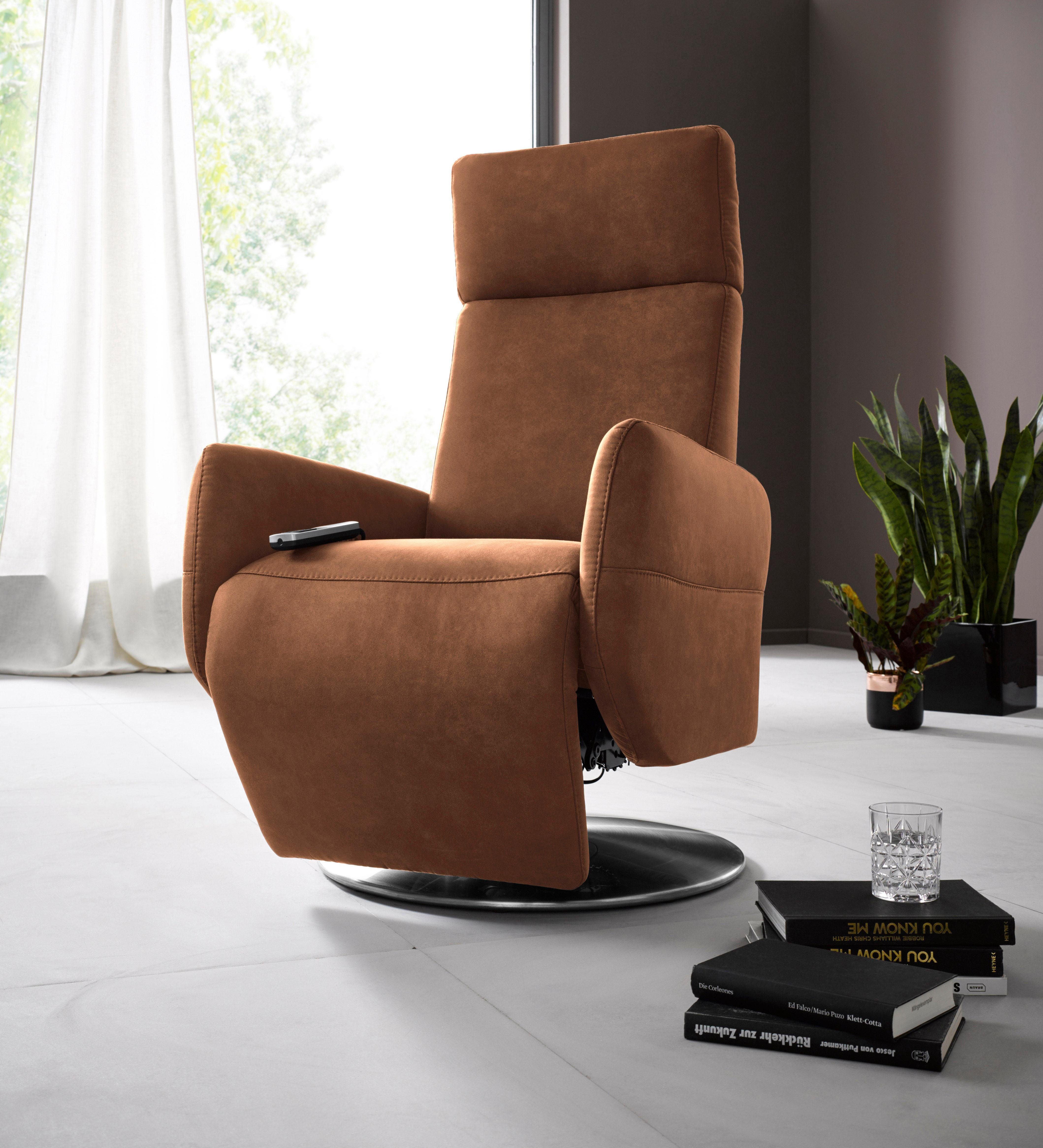 Places of Style Relaxfauteuil Cobra in maat m, naar keuze met motor en opstahulp tv-fauteuils maat Luxe-microvezel vintage-look bruin