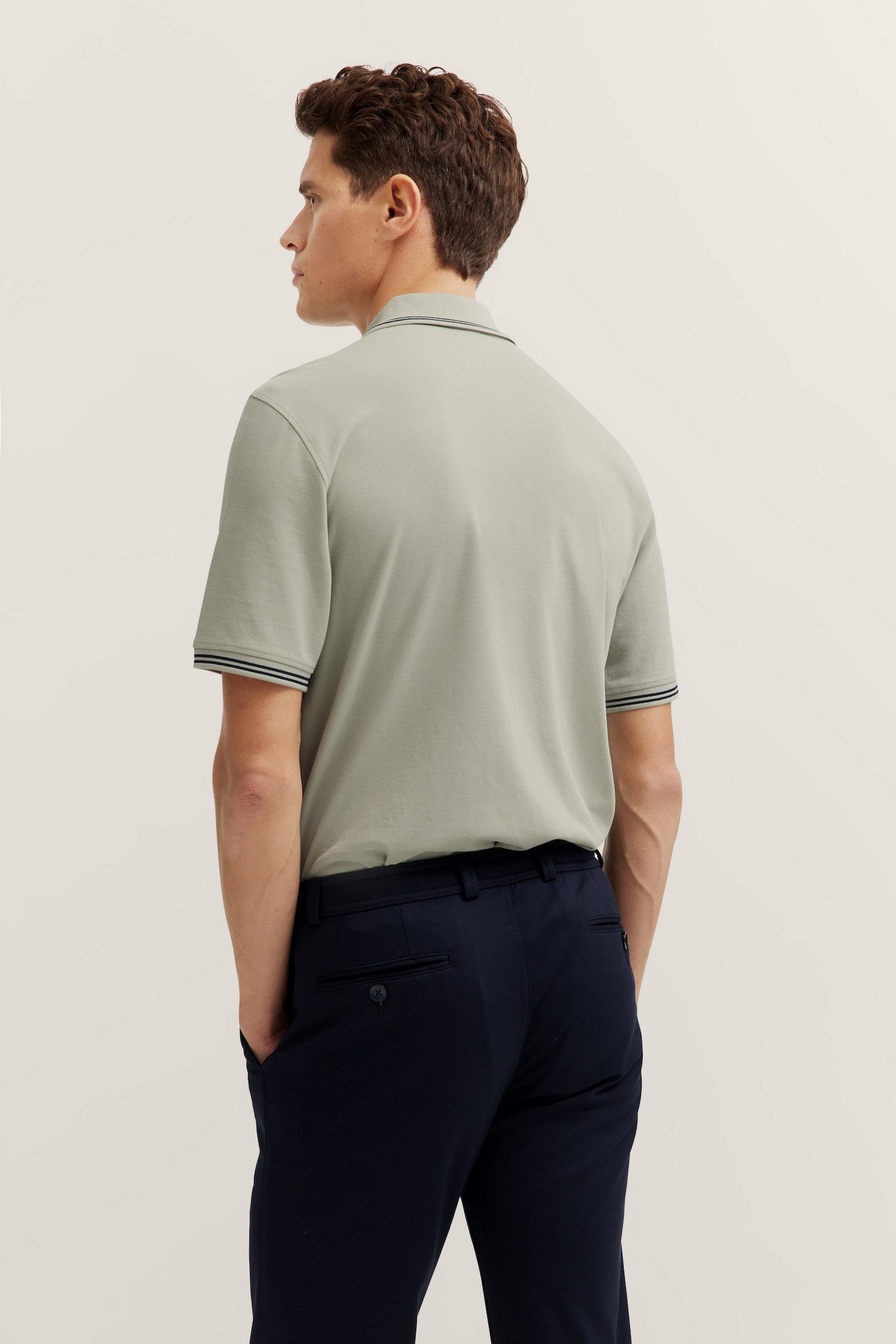 Bugatti Poloshirt met contraststrepen en borstborduursel