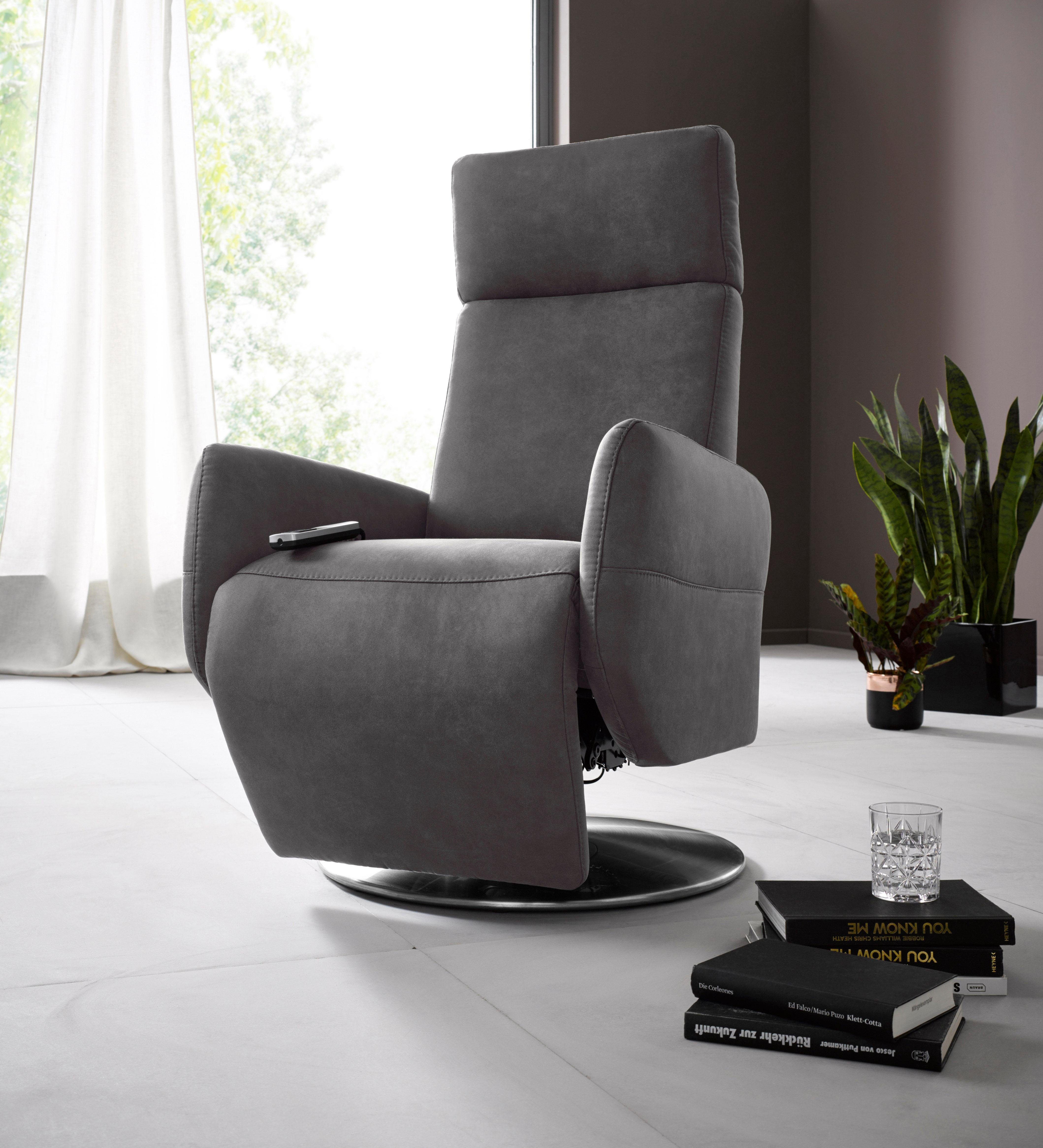 Places of Style Relaxfauteuil Cobra in maat m, naar keuze met motor en opstahulp tv-fauteuils maat Luxe-microvezel vintage-look grijs