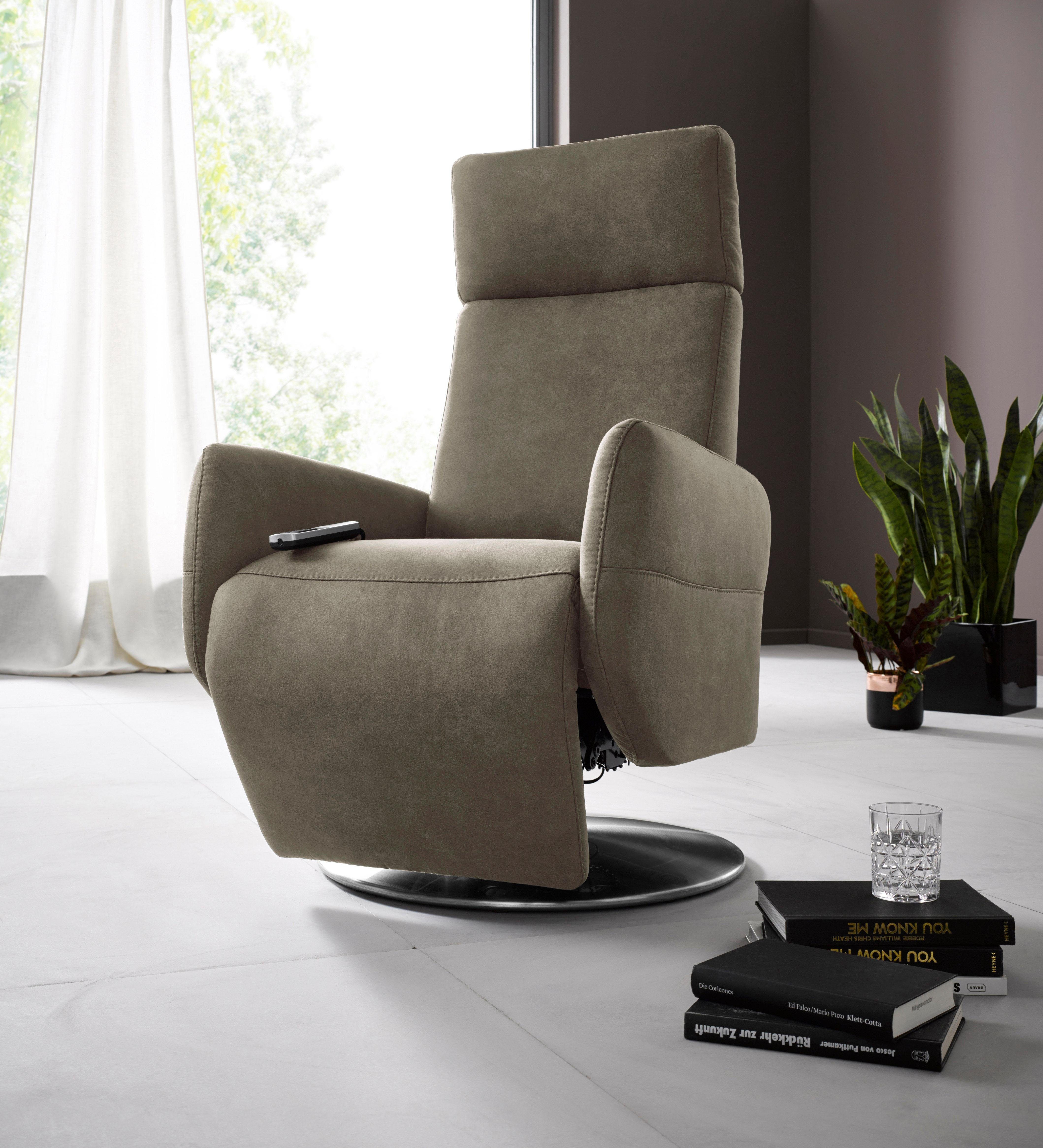 Places of Style Relaxfauteuil Cobra in maat m, naar keuze met motor en opstahulp tv-fauteuils maat Luxe-microvezel vintage-look bruin