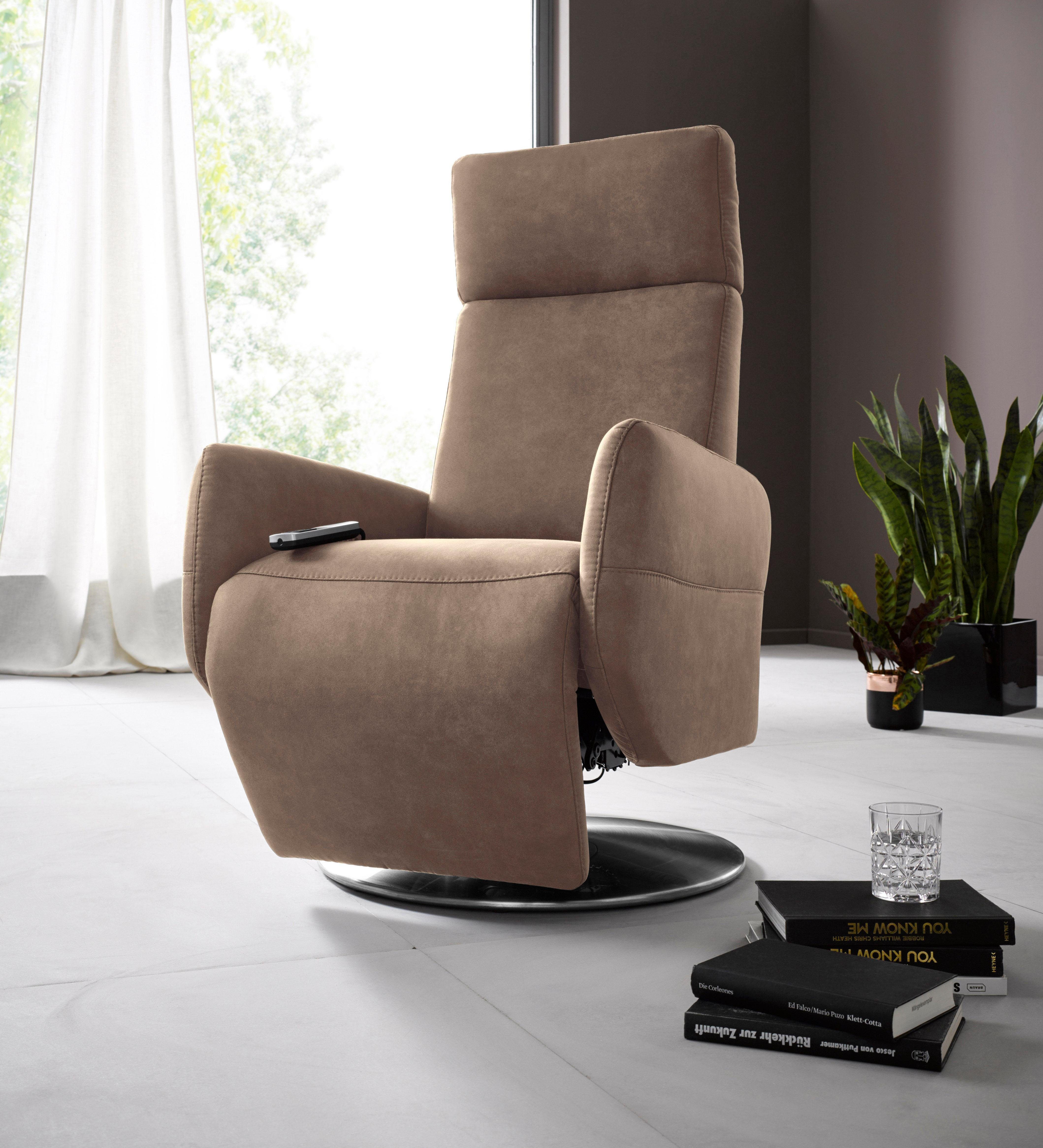 Places of Style Relaxfauteuil Cobra in maat m, naar keuze met motor en opstahulp tv-fauteuils maat Luxe-microvezel vintage-look bruin