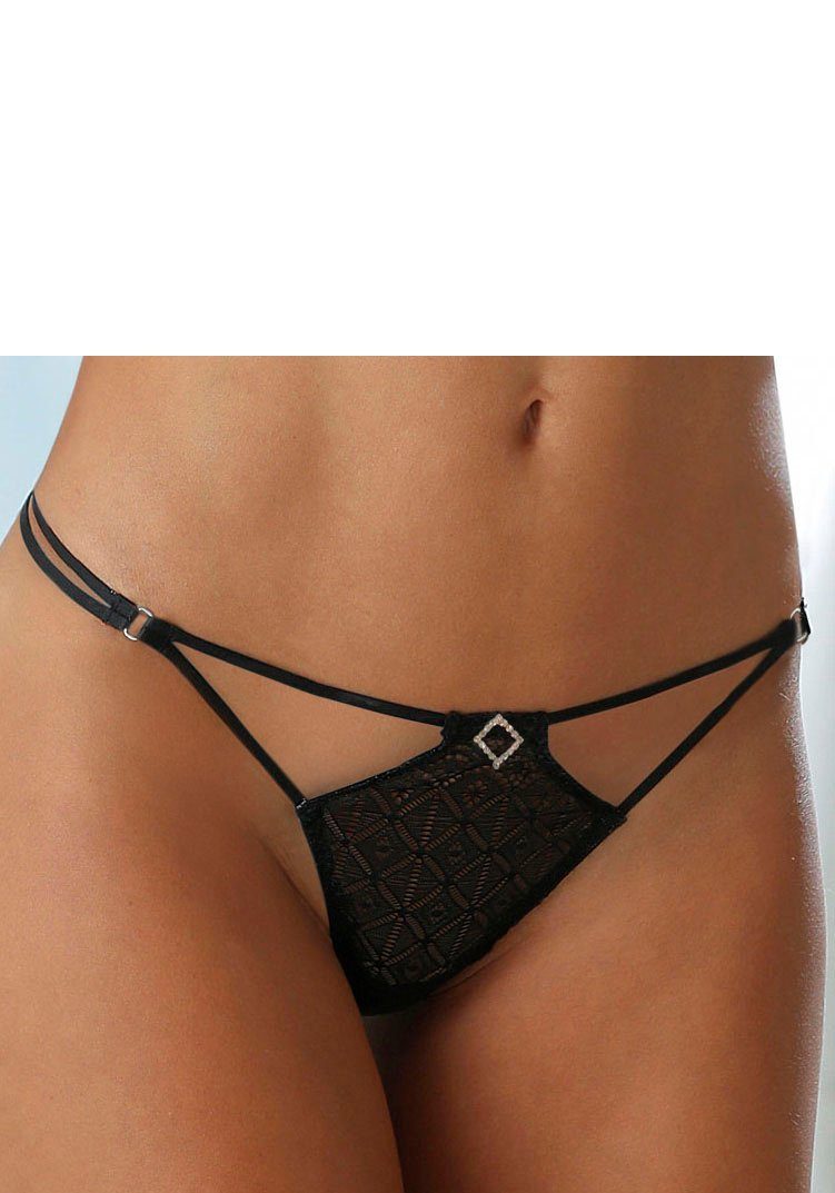 petite fleur gold String met bandjes met strasdetails aan beide kanten opzij