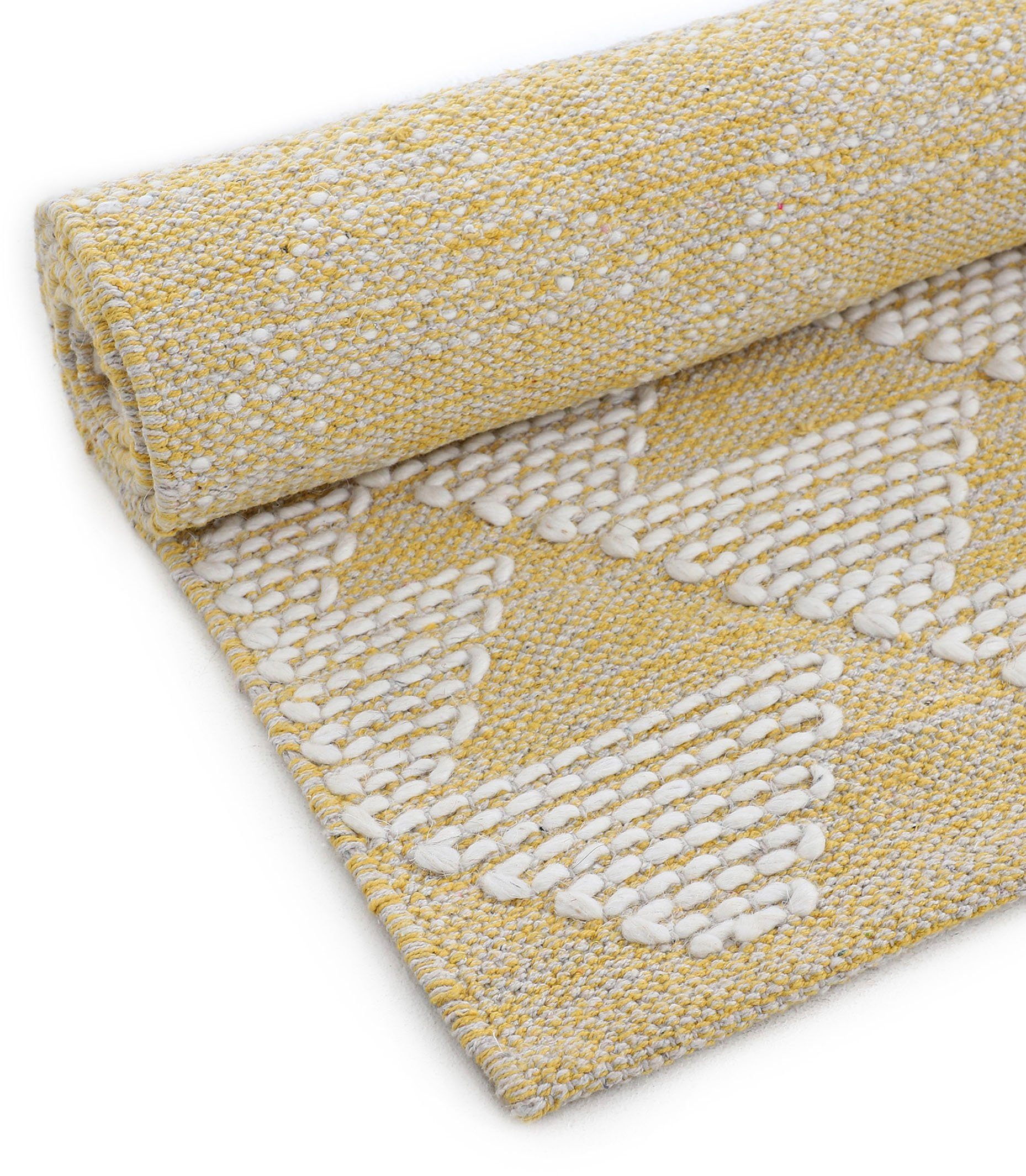carpetfine Loper Kelim Durry Handgeweven, geometrisch, hoog-laag effect, handgeweven, 100% katoen