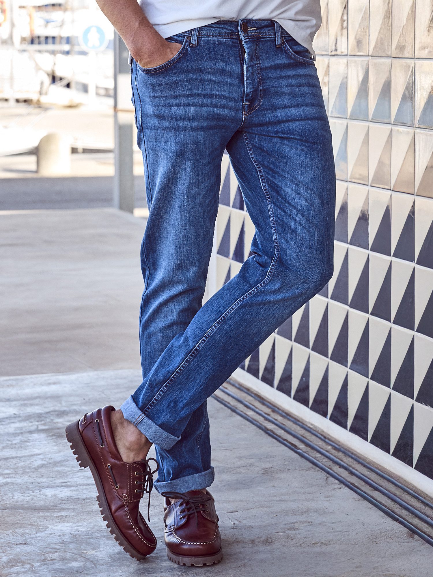 Lerros Relaxbroek LERROS BAXTER 5-Pocket-denim in used-look, RELAXED FIT