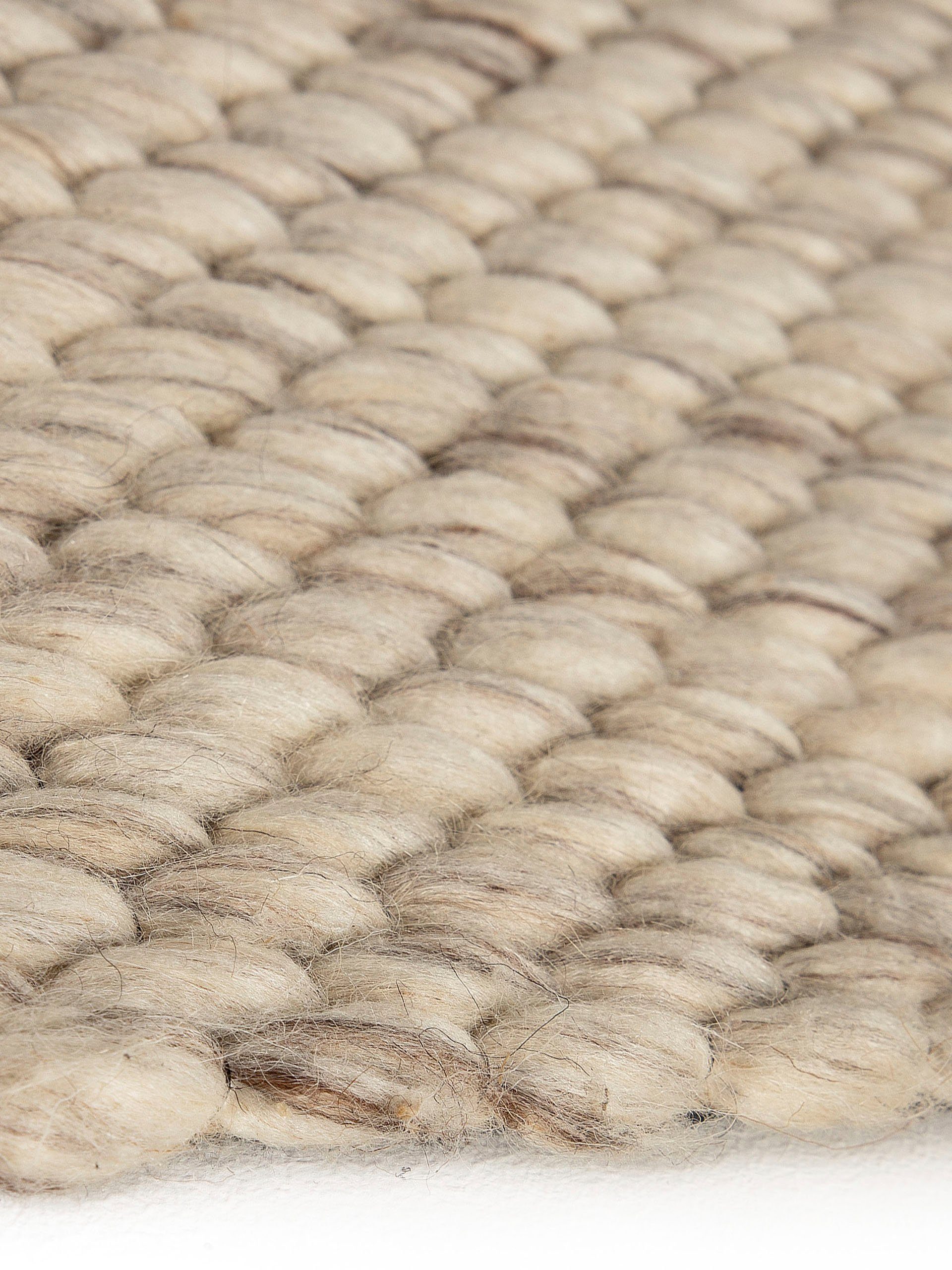 carpetfine Wollen kleed Sina grove structuur, tijdloos design, 100% wol, woonkamer