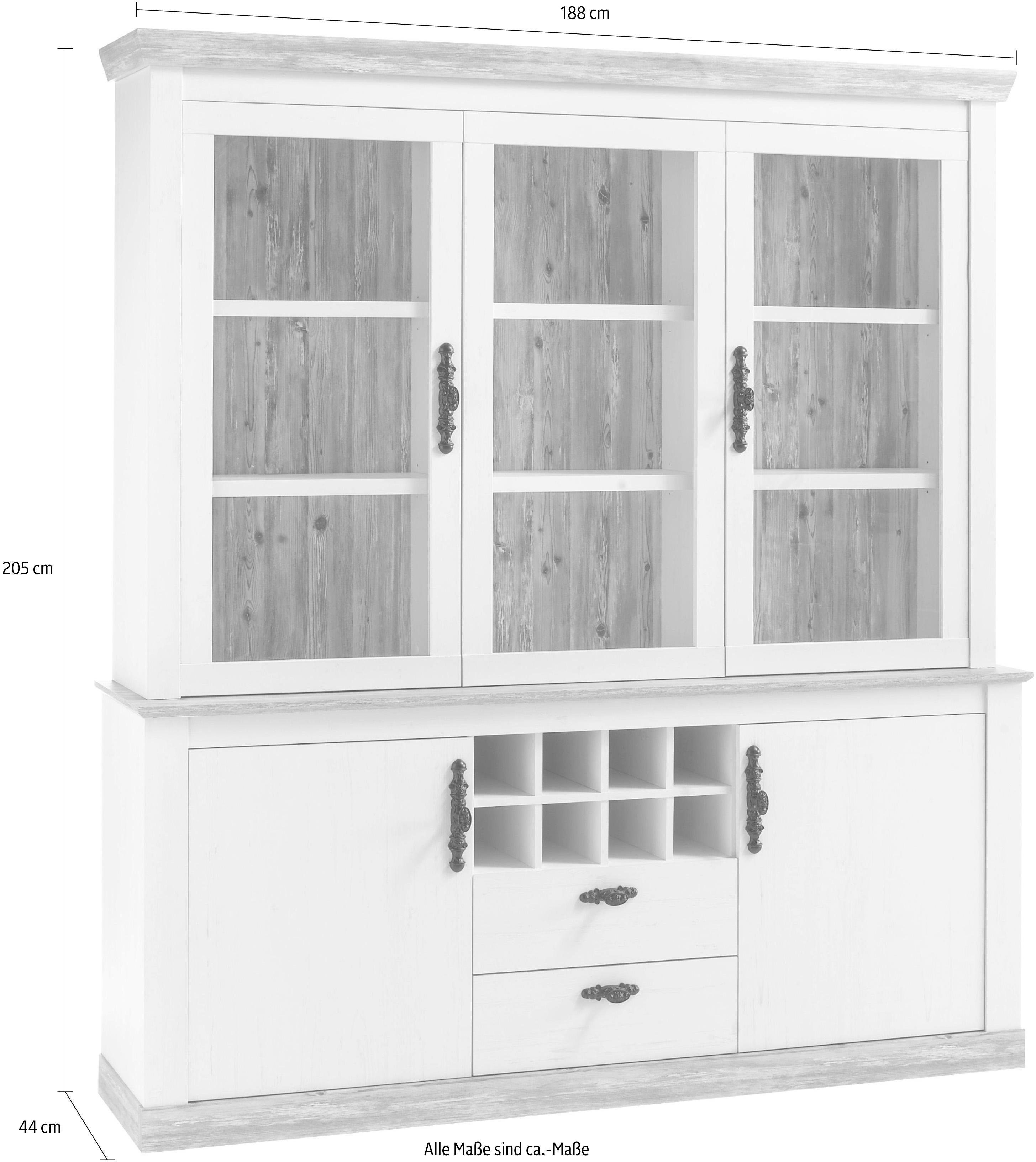 Home affaire Buffetkast Florence in romantische landelijke look, hoogte 205 cm