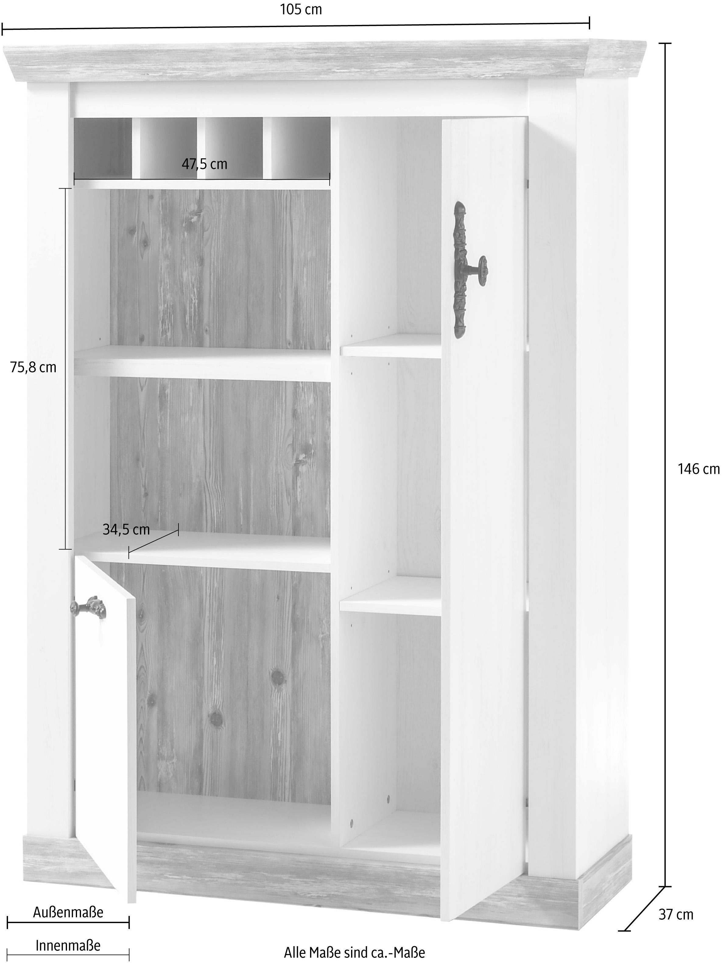Home affaire Kast Florence in romantische landelijke look, breedte 105 cm