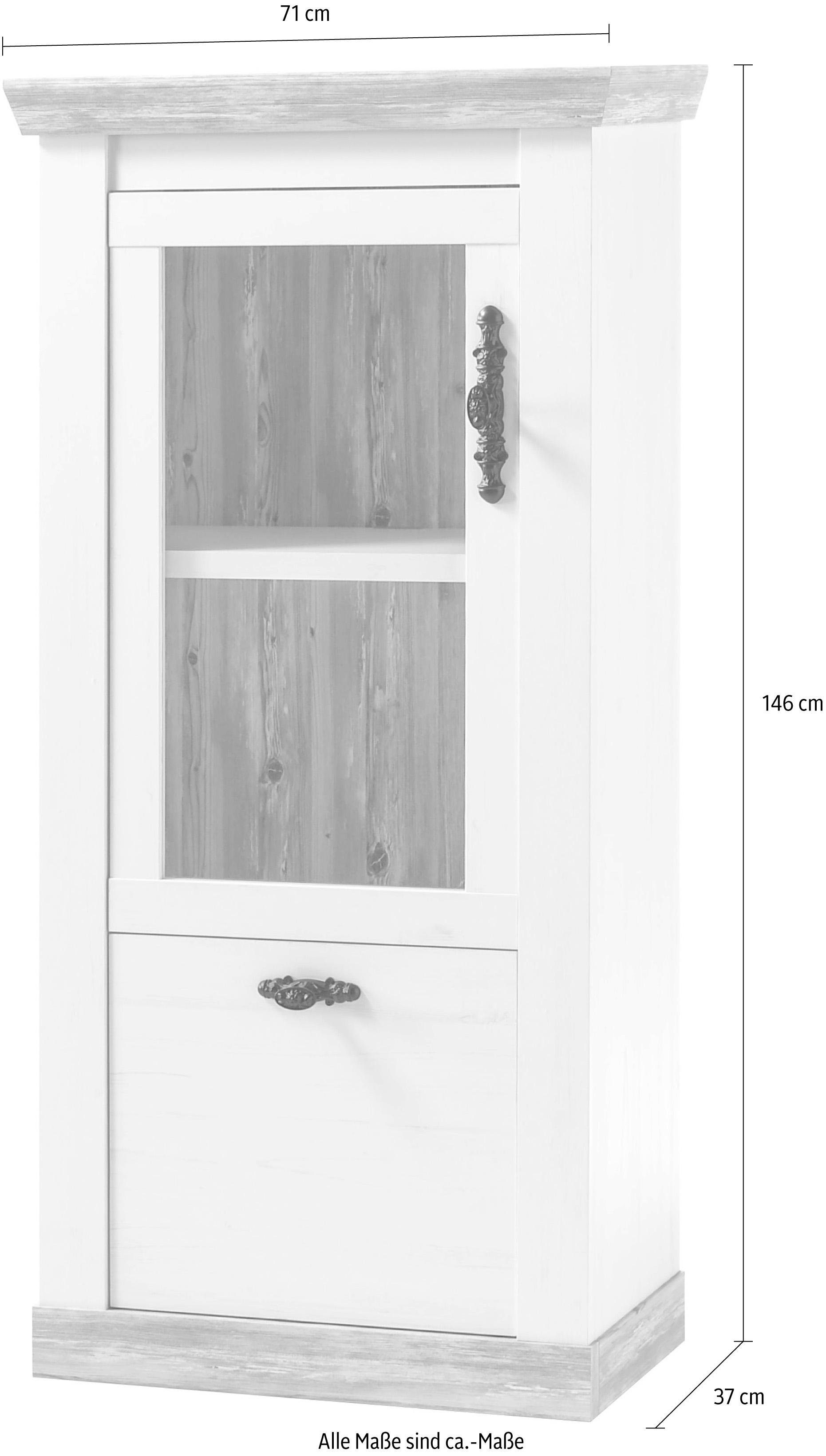 Home affaire Vitrinekast Florence in romantische landelijke look, hoogte 146 cm