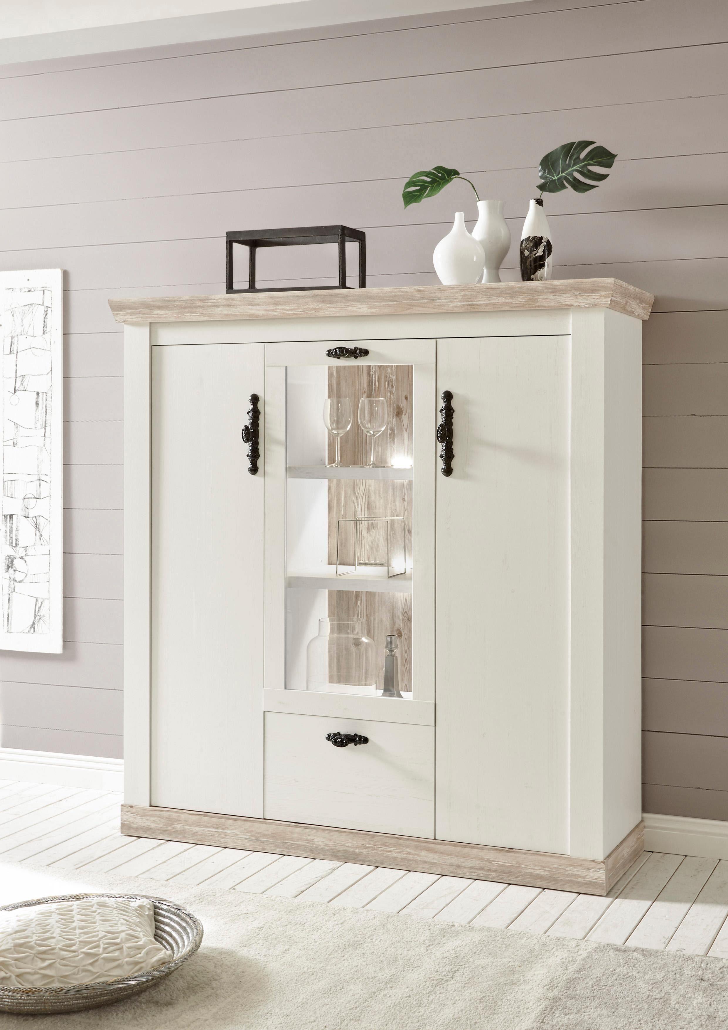 Home affaire Highboard Florence in romantische landelijke look, breedte 140 cm