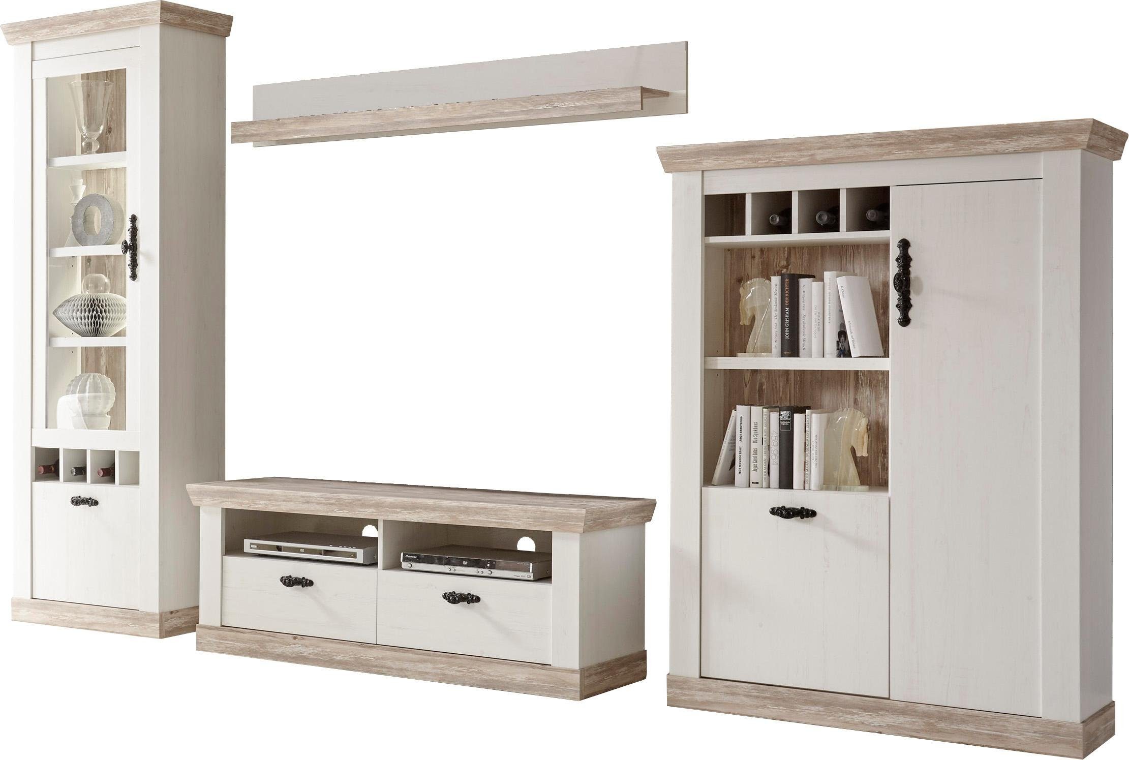 Home affaire Wandmeubel Florence 6 in romantische rustieke look (set, 4-delig)