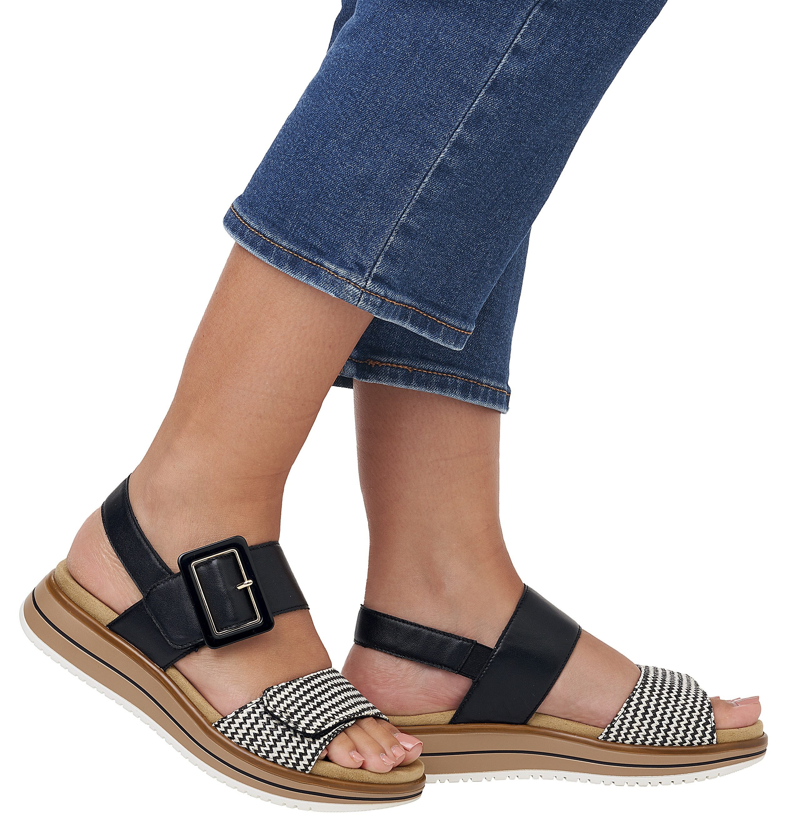 Remonte Sleehaksandaaltjes ELLE-Collection , zomerschoen, sandalen, comfortschoen met praktische klittenbandsluitingen