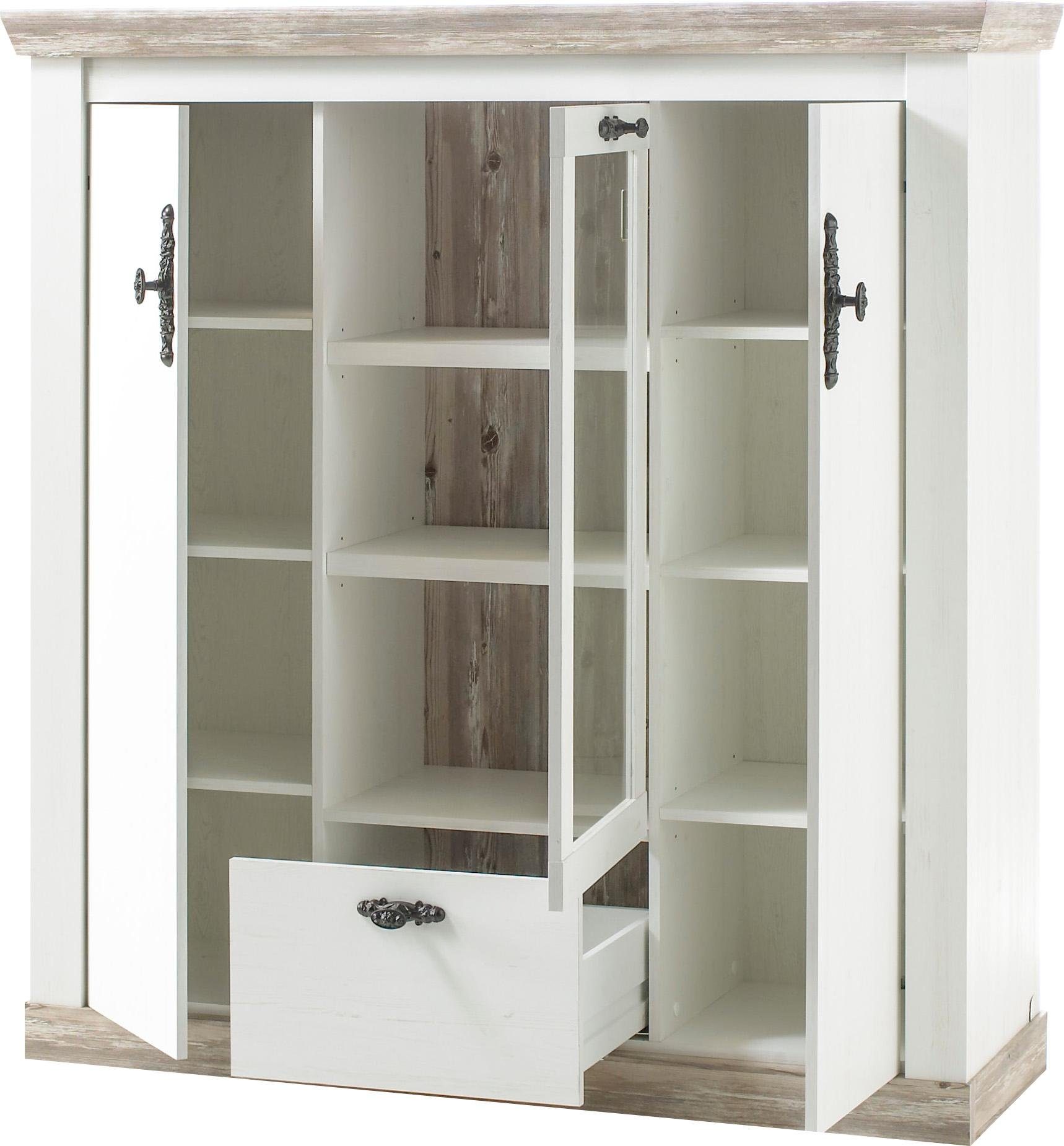 Home affaire Highboard Florence in romantische landelijke look, breedte 140 cm