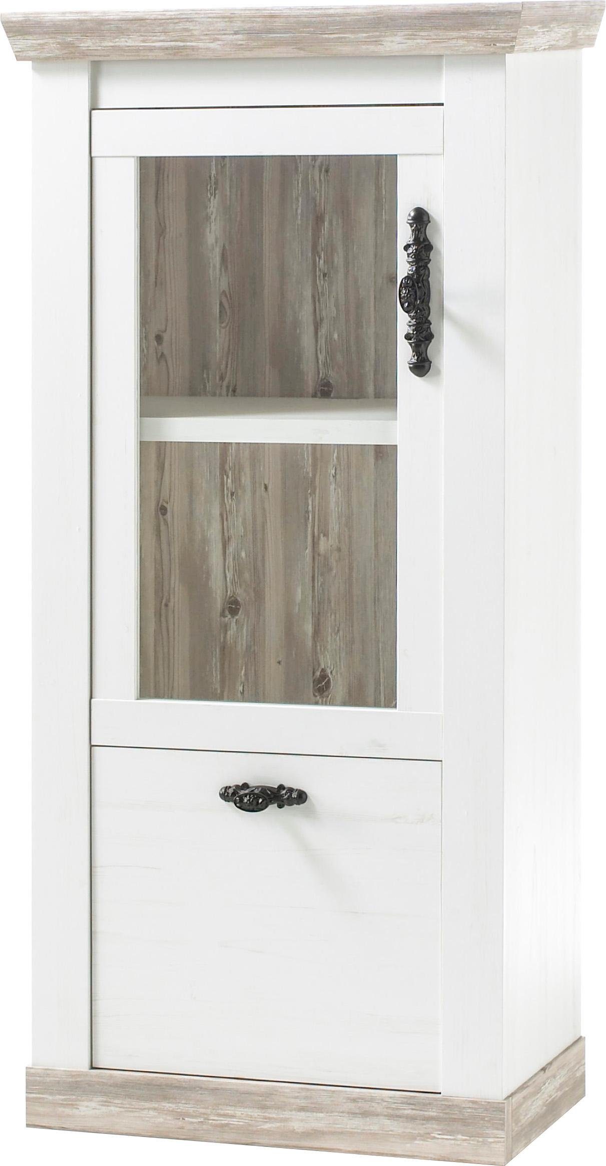 Home affaire Vitrinekast Florence in romantische landelijke look, hoogte 146 cm vitrinekasten wit
