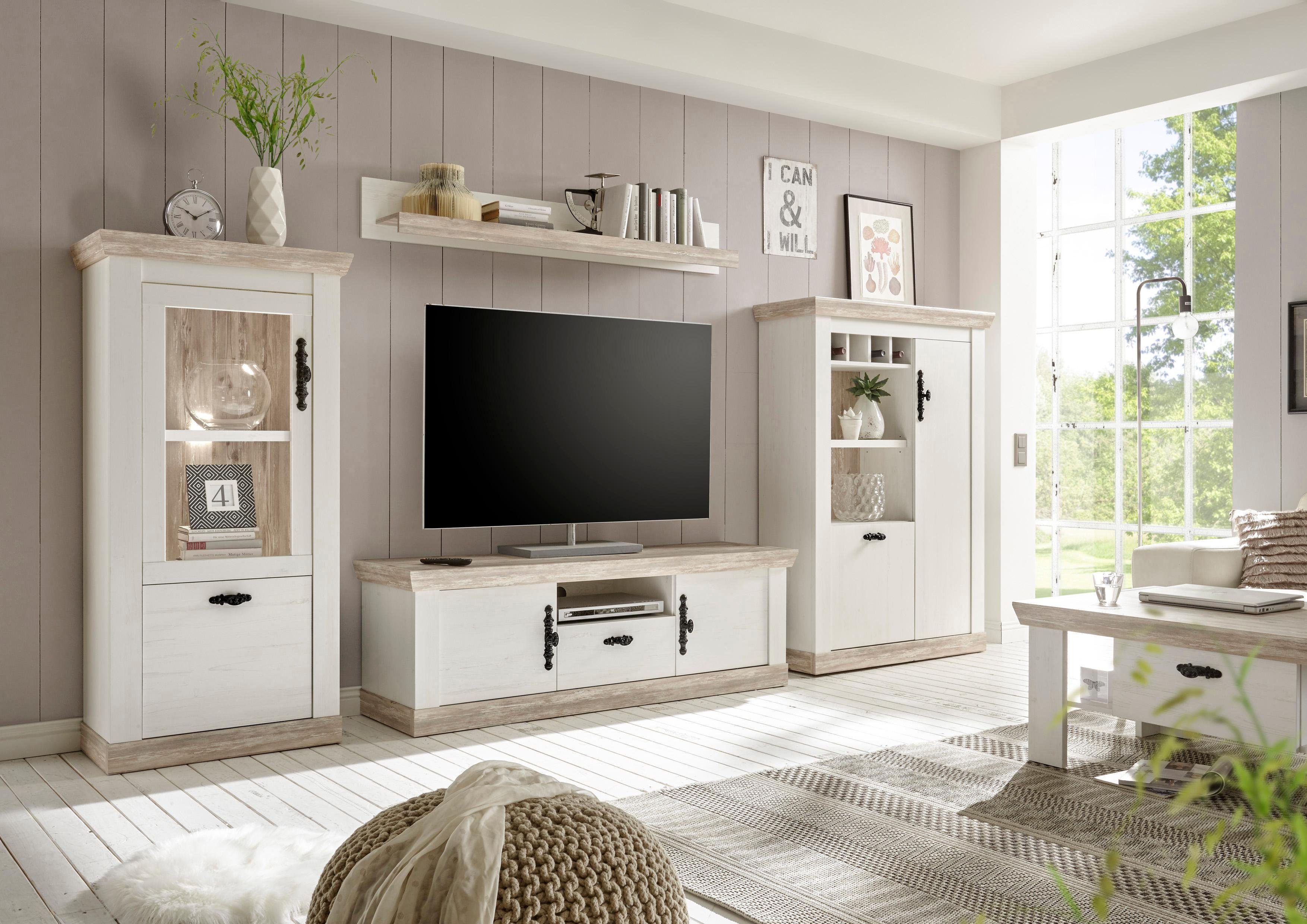 Home affaire Vitrinekast Florence in romantische landelijke look, hoogte 146 cm