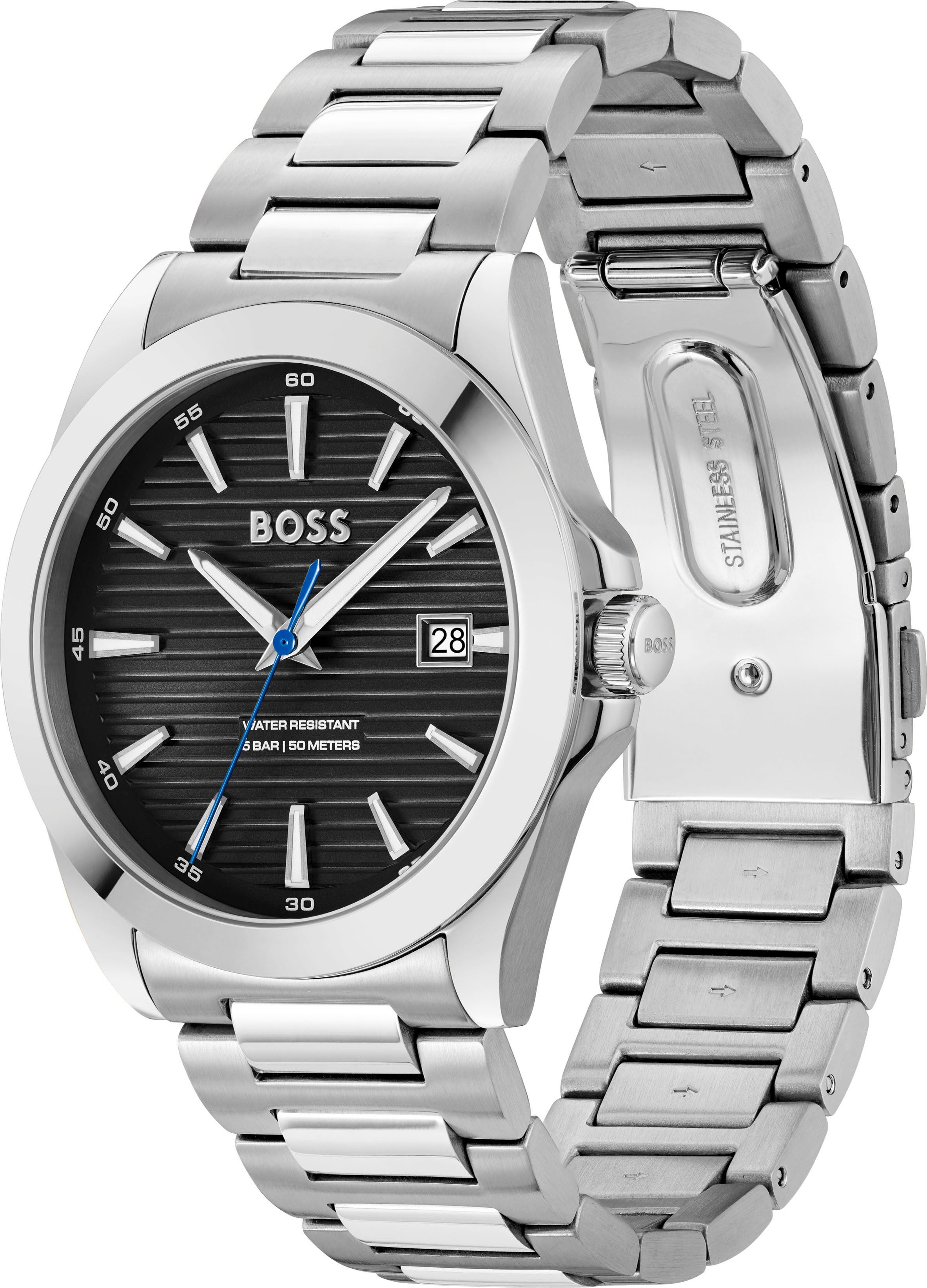 Boss Kwartshorloge Strike Horloge, dameshorloge, herenhorloge, stalen band, analoog, dag