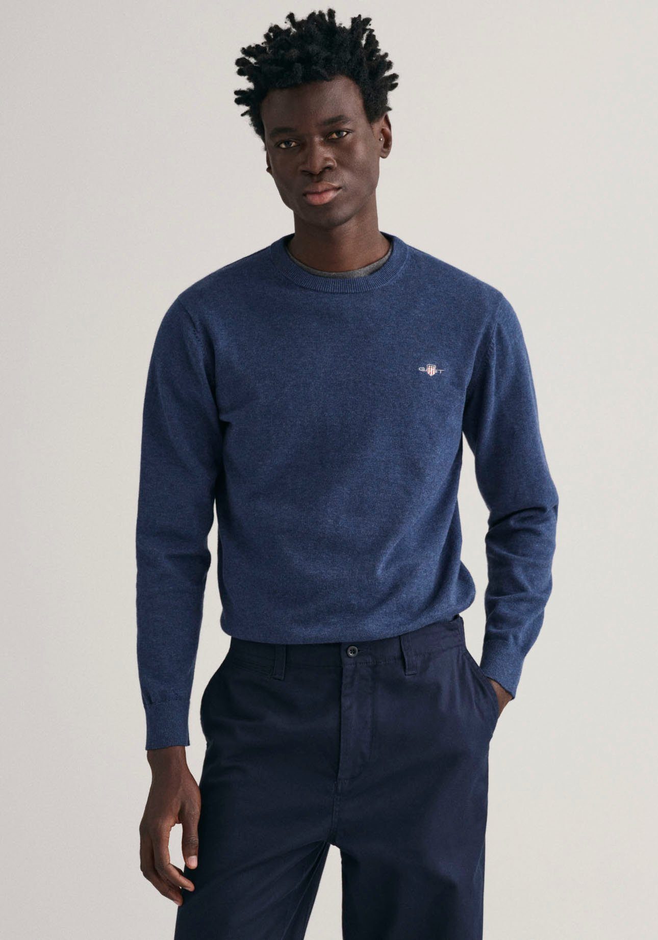 Gant Trui met ronde hals CLASSIC COTTON C-NECK Premium breipullover van zachte 100% katoen, overgangspullover