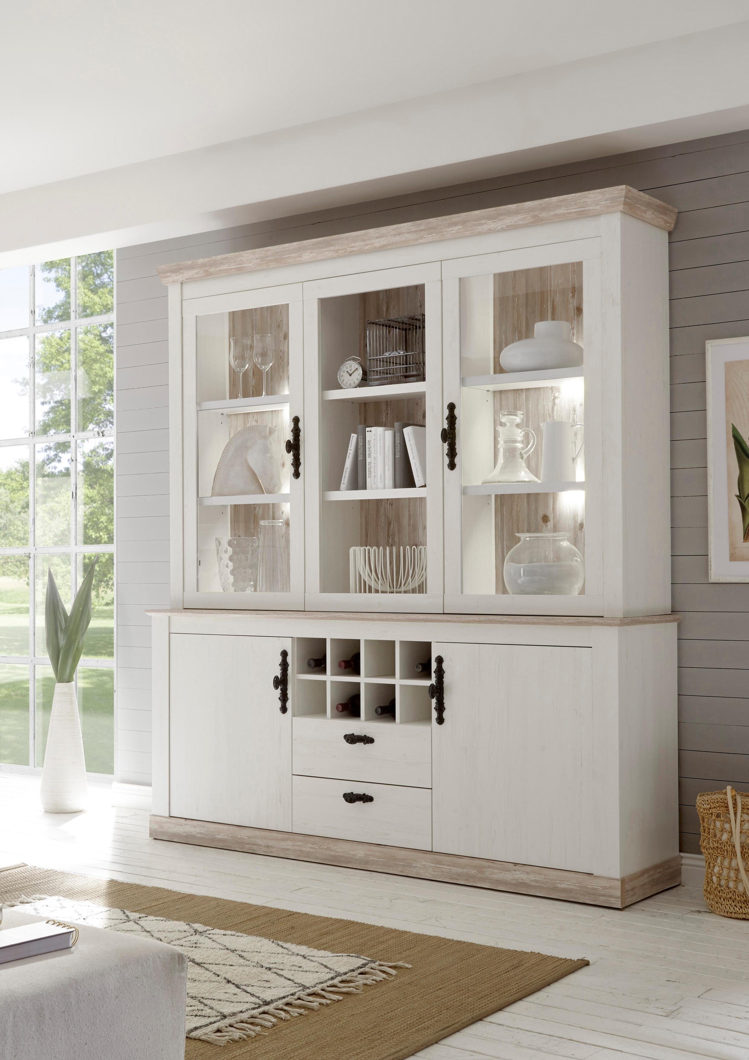 Home affaire Buffetkast Florence in romantische landelijke look, hoogte 205 cm