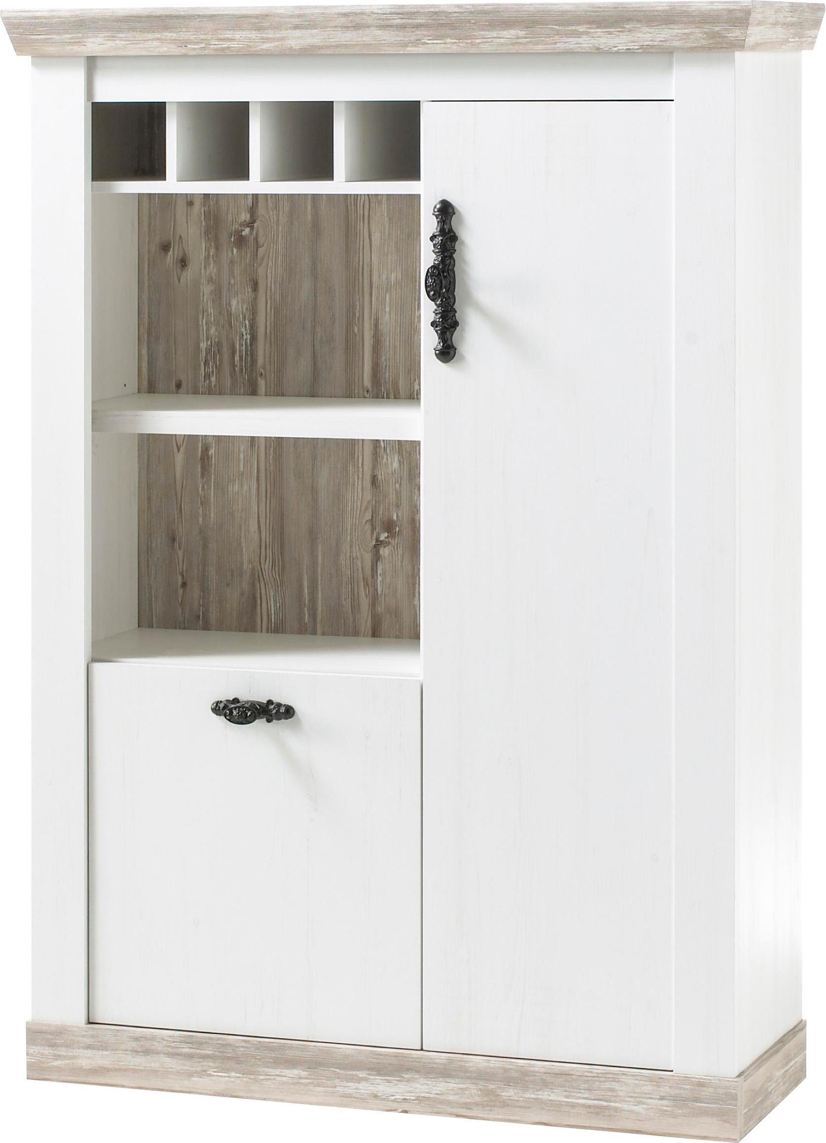 Home affaire Kast Florence in romantische landelijke look, breedte 105 cm dressoirs maat 105x37x146 cm wit
