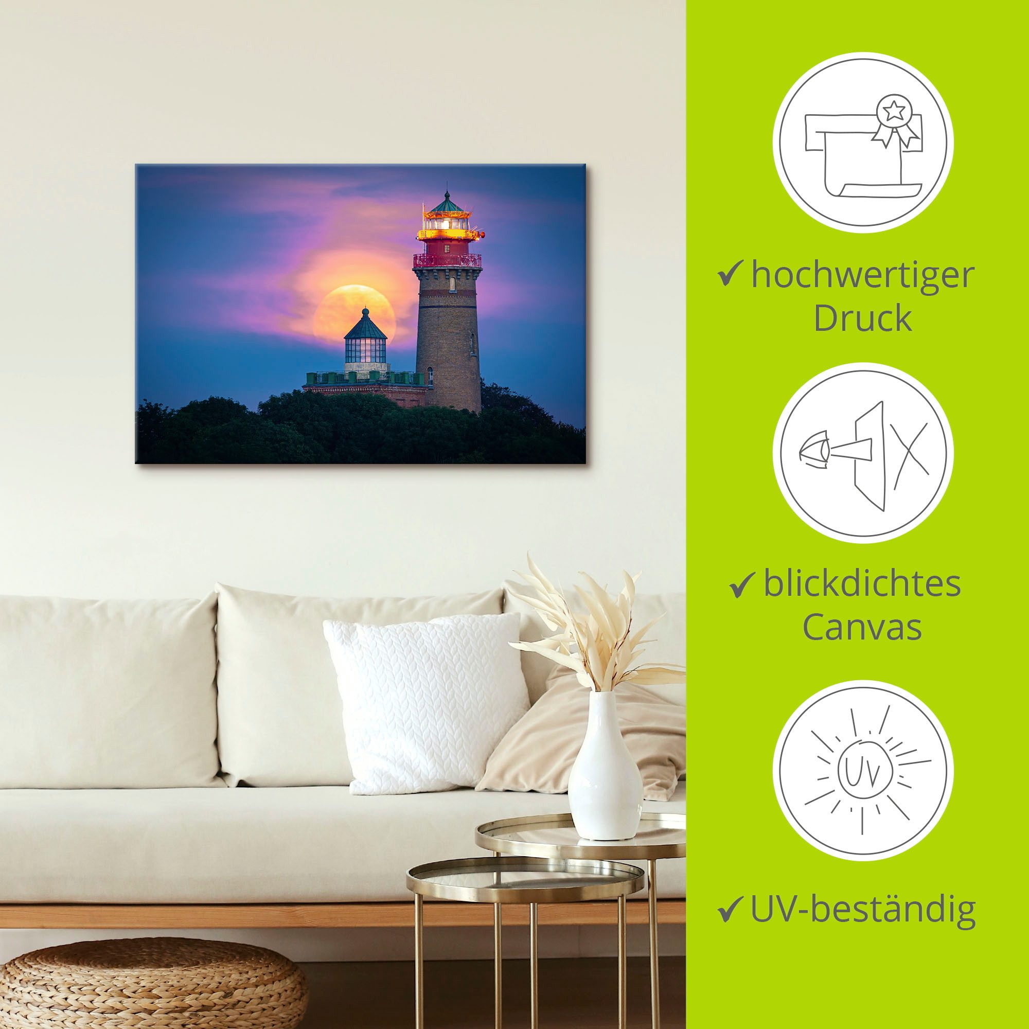 Artland Artprint op linnen Maansopgang aan de kaap Arkona