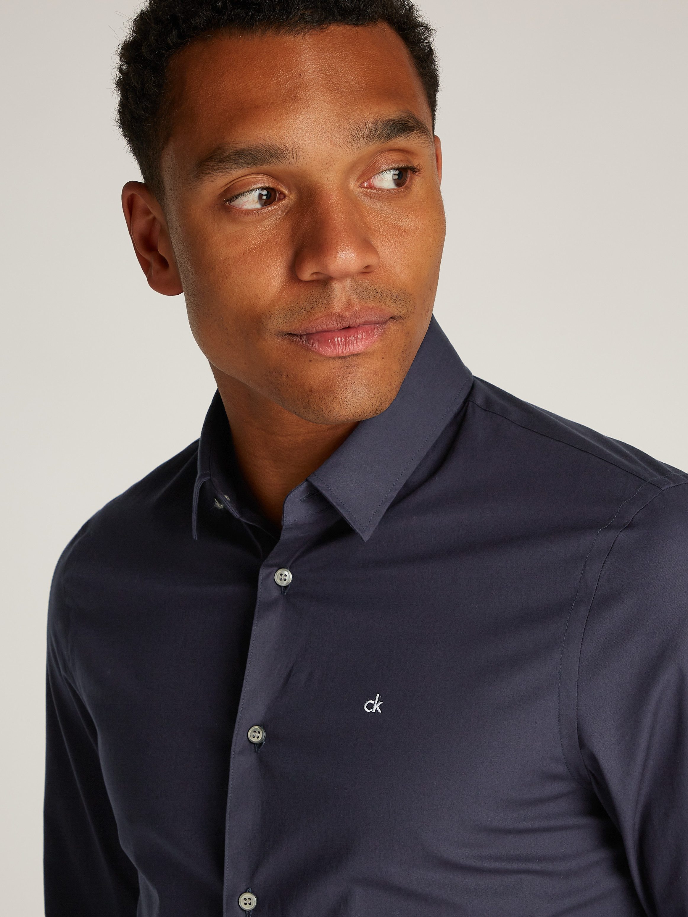 Calvin Klein Overhemd met lange mouwen SLIM FIT STRETCH POPLIN