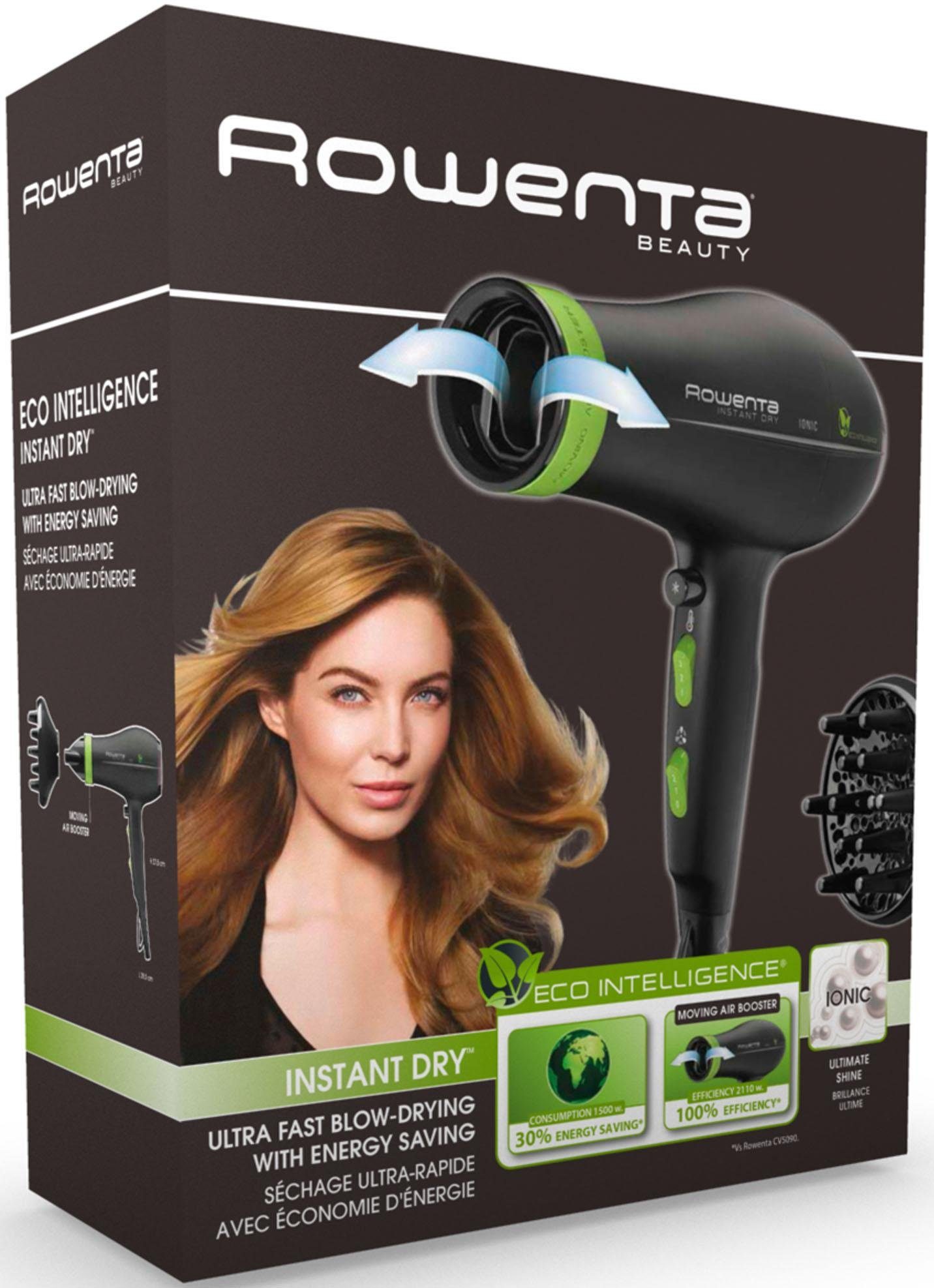 Rowenta Haardroger Eco Intelligence Instant Dry, luchtstroom-booster, lange kabel 1,8 m,