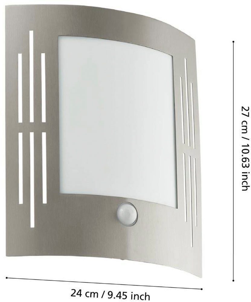 EGLO Wandlamp voor buiten CITY wandlamp, buitenverlichting, roestvrij staal, excl. lichtbron (1 stuk)