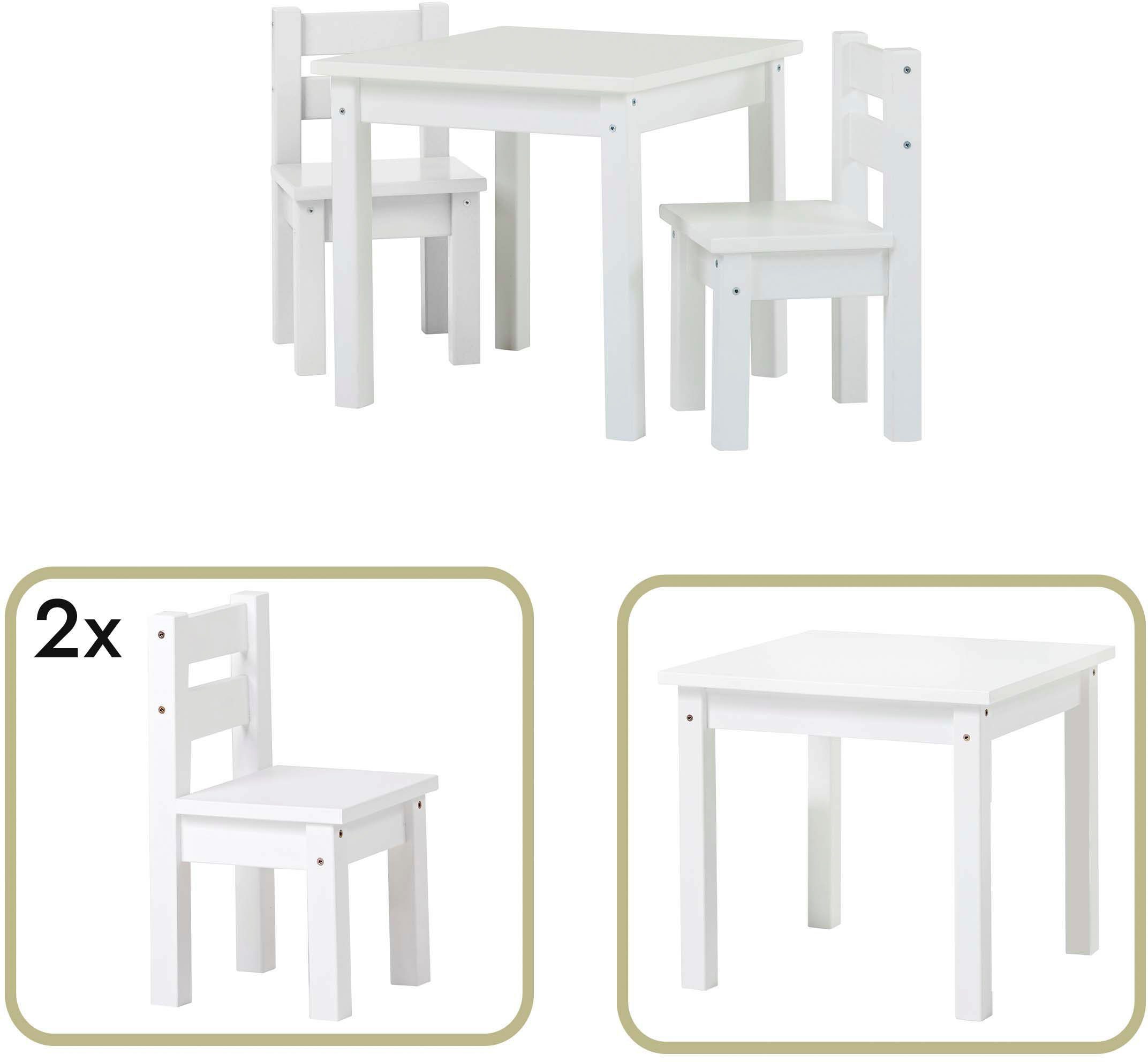 Hoppekids Kinderzithoek MADS kinderzithoek in vele kleuren, met twee stoelen (set, 3-delig)