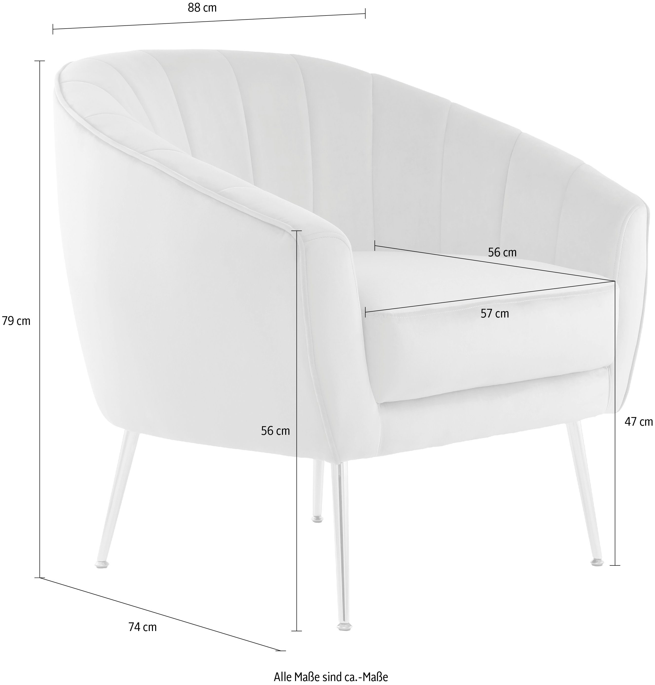 Kayoom Fauteuil Sofa Doreen 125, comfortabele fauteuil, eentonig ontwerp modern, ruimtebesparend, onderhoudsvriendelijk, fluwelen bekleding van stof (1 stuk)
