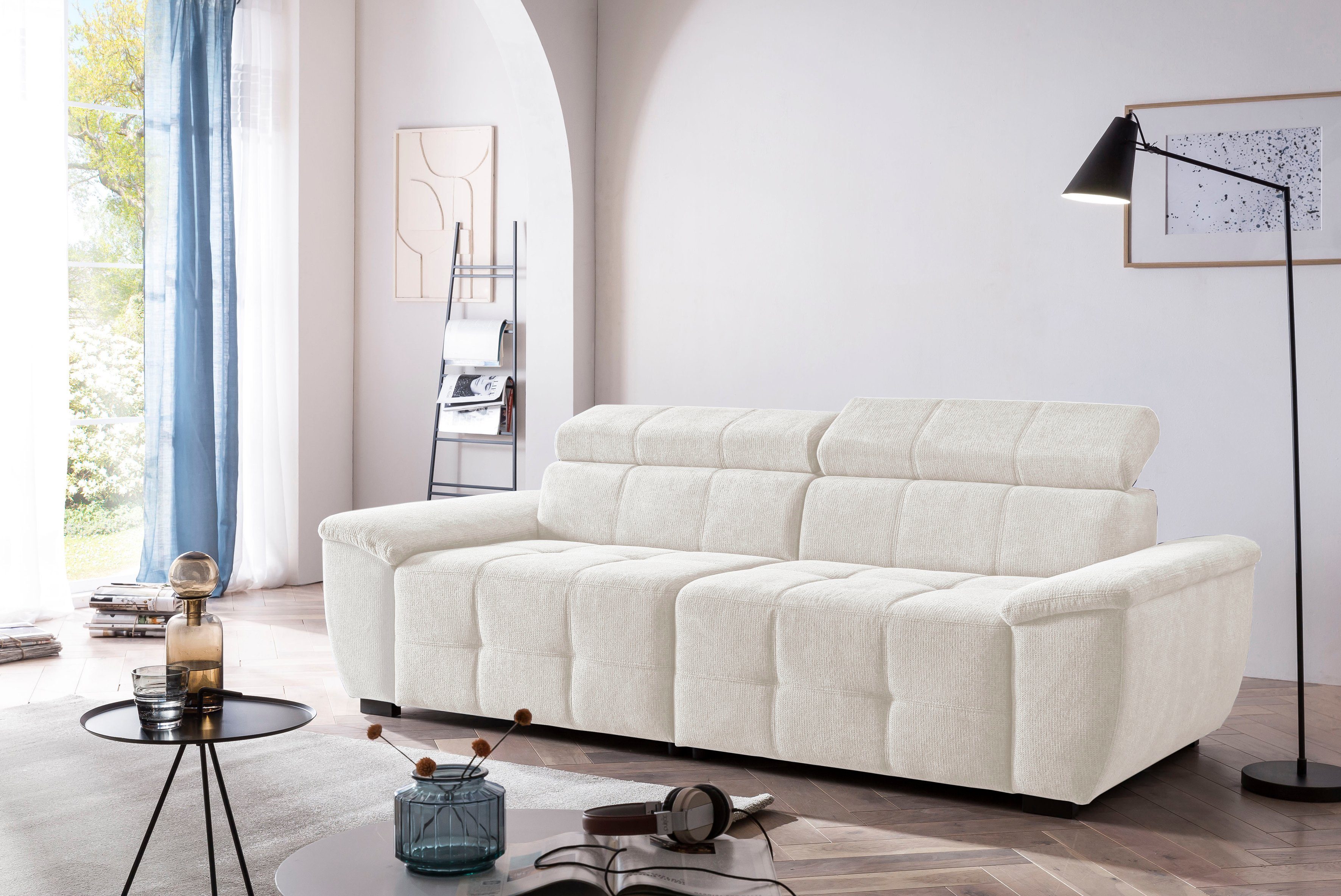 exxpo - sofa fashion Megabank Exxpo MAVERICK, zachte bekleding, hoog zitcomfort incl. verstelbare hoofdsteunen, complexe detailafwerking