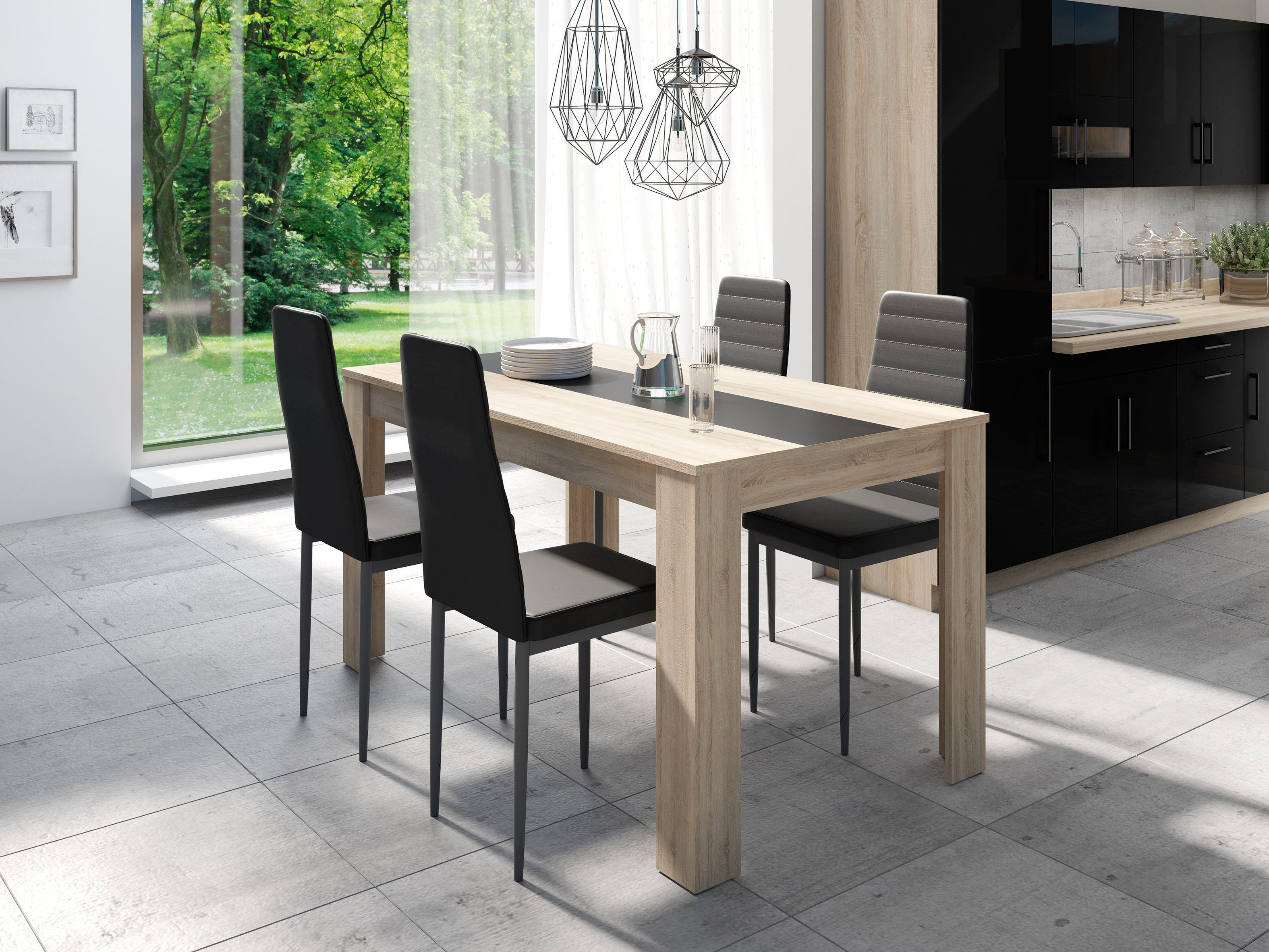 byLIVING Eettafel Nori Breedte 120, 140 of 160 cm, middelste blad keerbaar