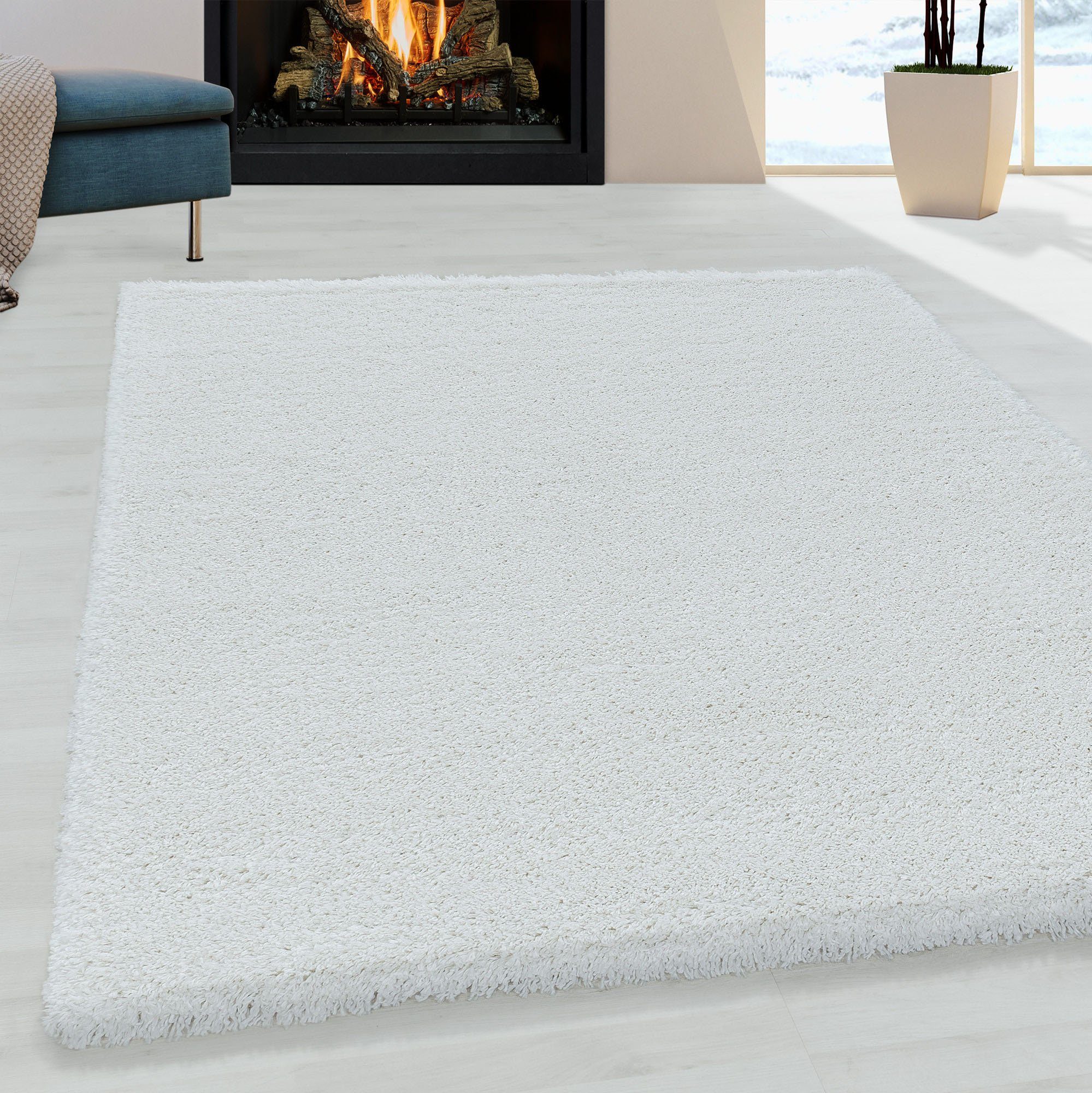 Ayyildiz Teppiche Hoogpolig vloerkleed FLUFFY 3500 moderne vloerkleden maat 80 cm x 150 cm x 50 mm wit