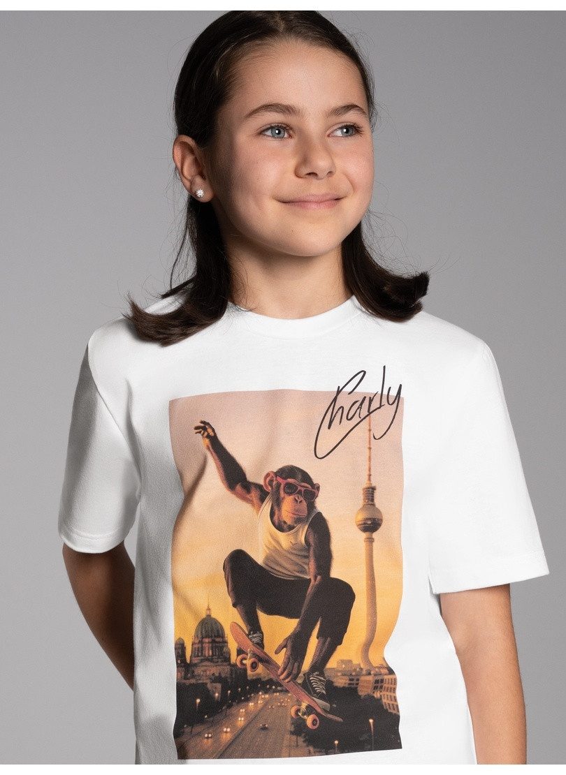 Trigema T-shirt TRIGEMA T-Shirt trigema Affe Charly Skateboard (1-delig)