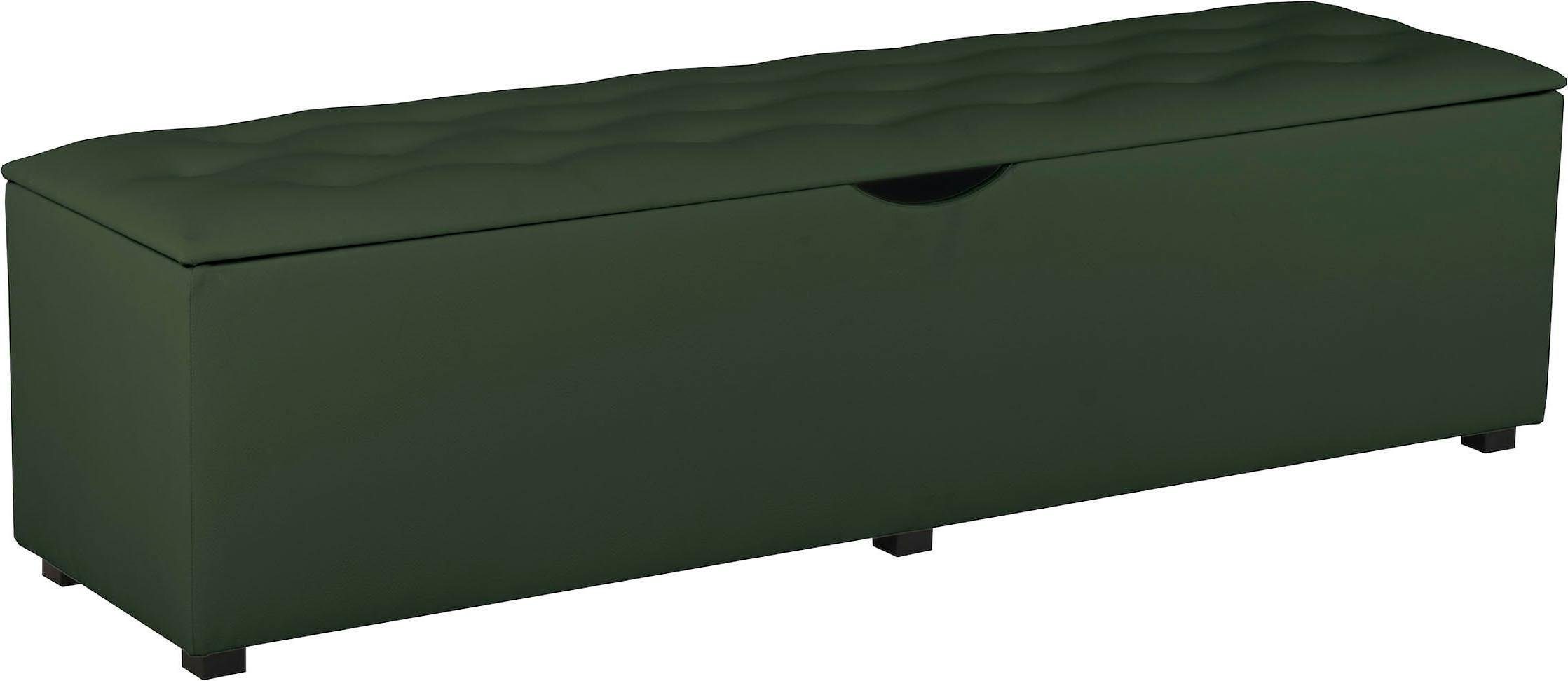 Places of Style Hockerbank Knobbed Hockerbank met bergruimte, breedte 120 cm en 160 cm hockers maat 120 cm x 42 cm x 40 cm groen