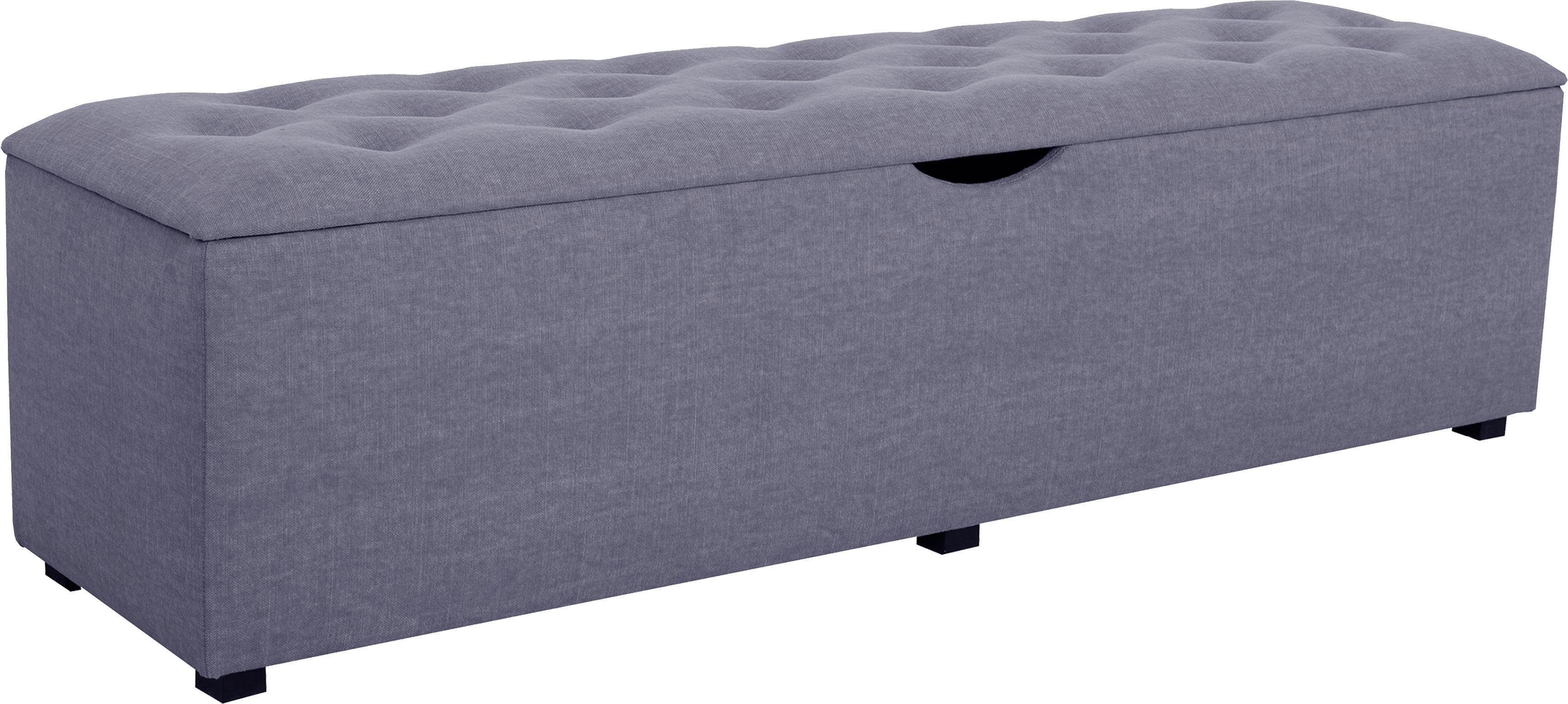 Places of Style Hockerbank Knobbed Hockerbank met bergruimte, breedte 120 cm en 160 cm hockers maat 120 cm x 42 cm x 40 cm blauw
