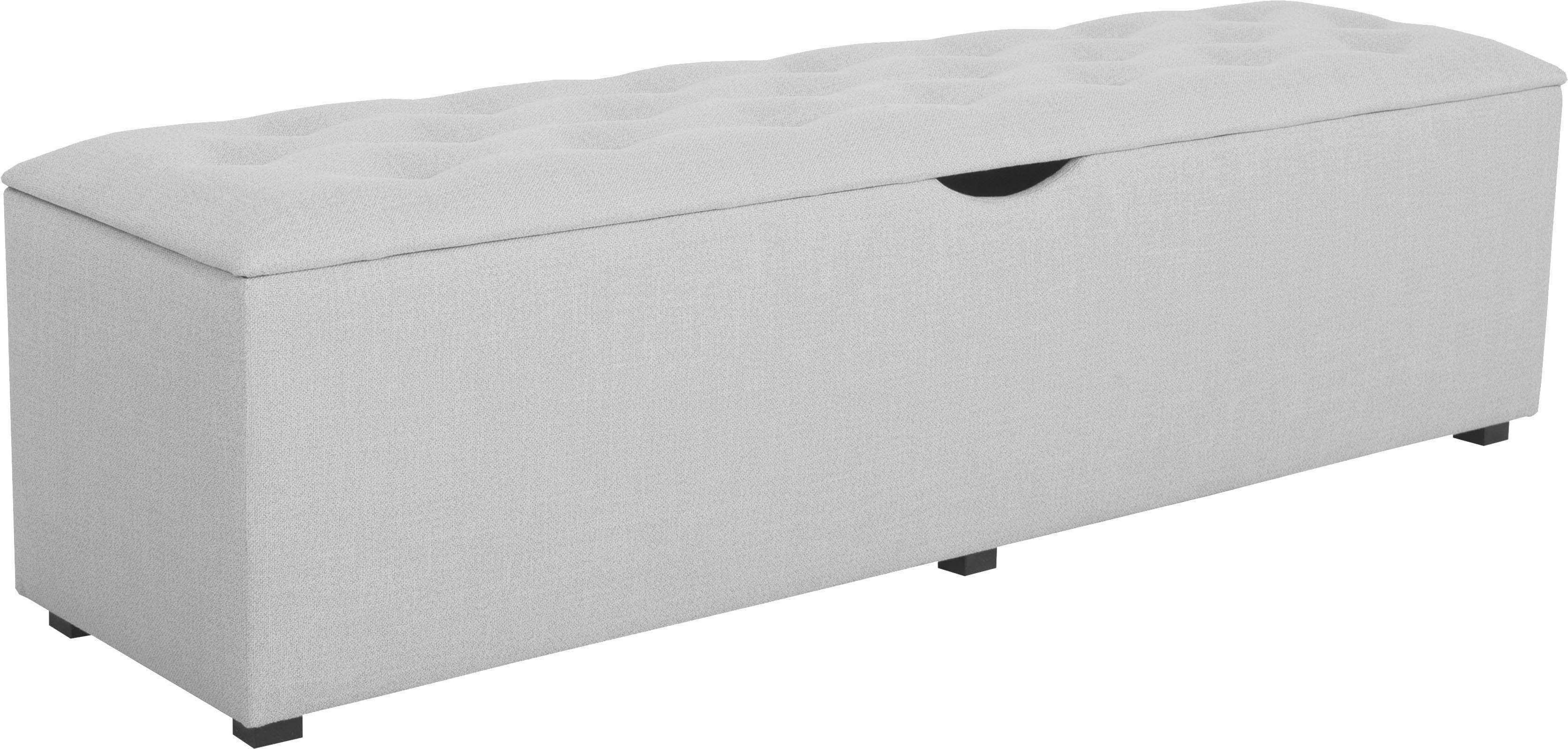 Places of Style Hockerbank Knobbed Hockerbank met bergruimte, breedte 120 cm en 160 cm hockers maat 120 cm x 42 cm x 40 cm grijs
