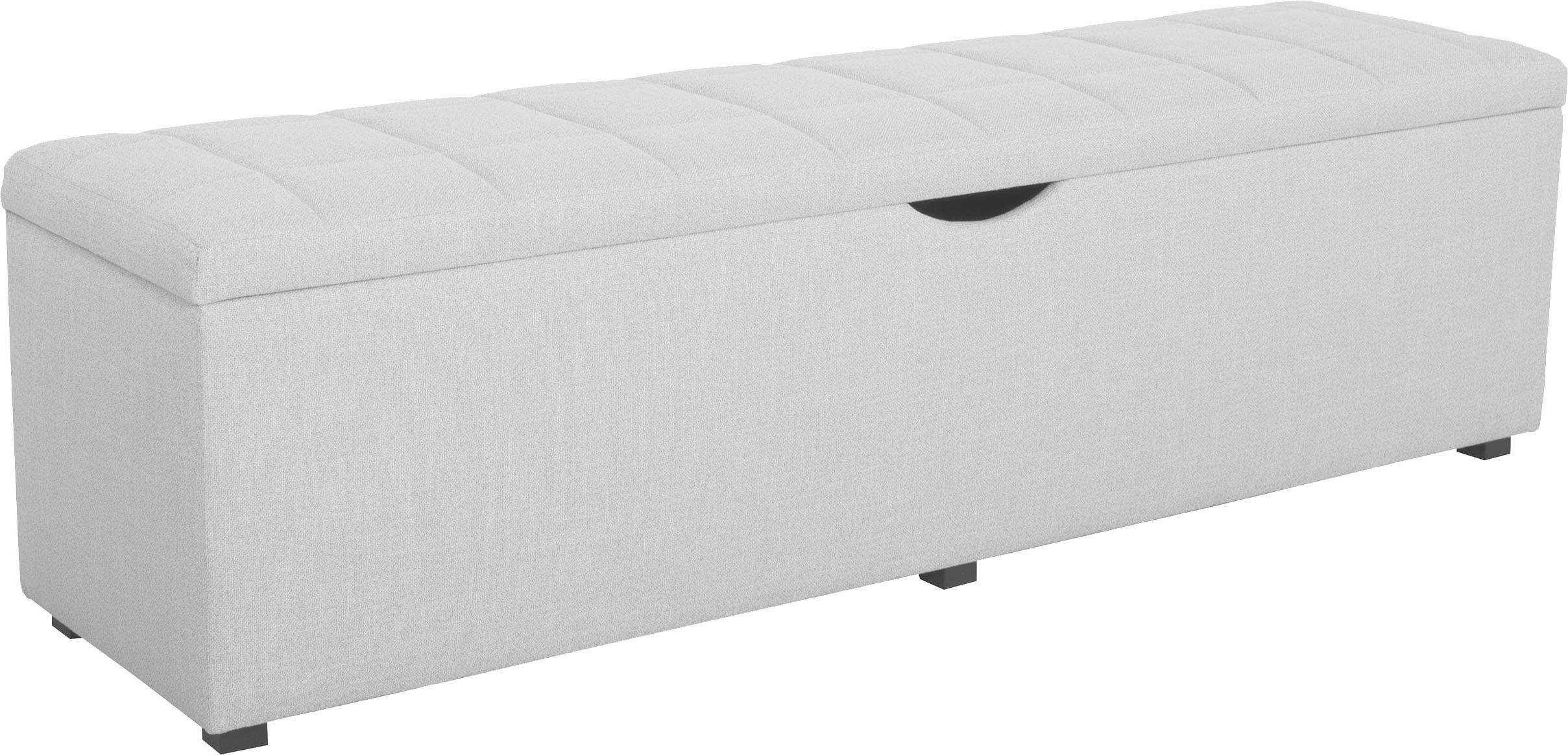 Places of Style Hockerbank Checked met bergruimte, breedte 120 cm en 160 cm, als bedbank te gebruiken hockers maat 120 cm x 42 cm x 40 cm grijs