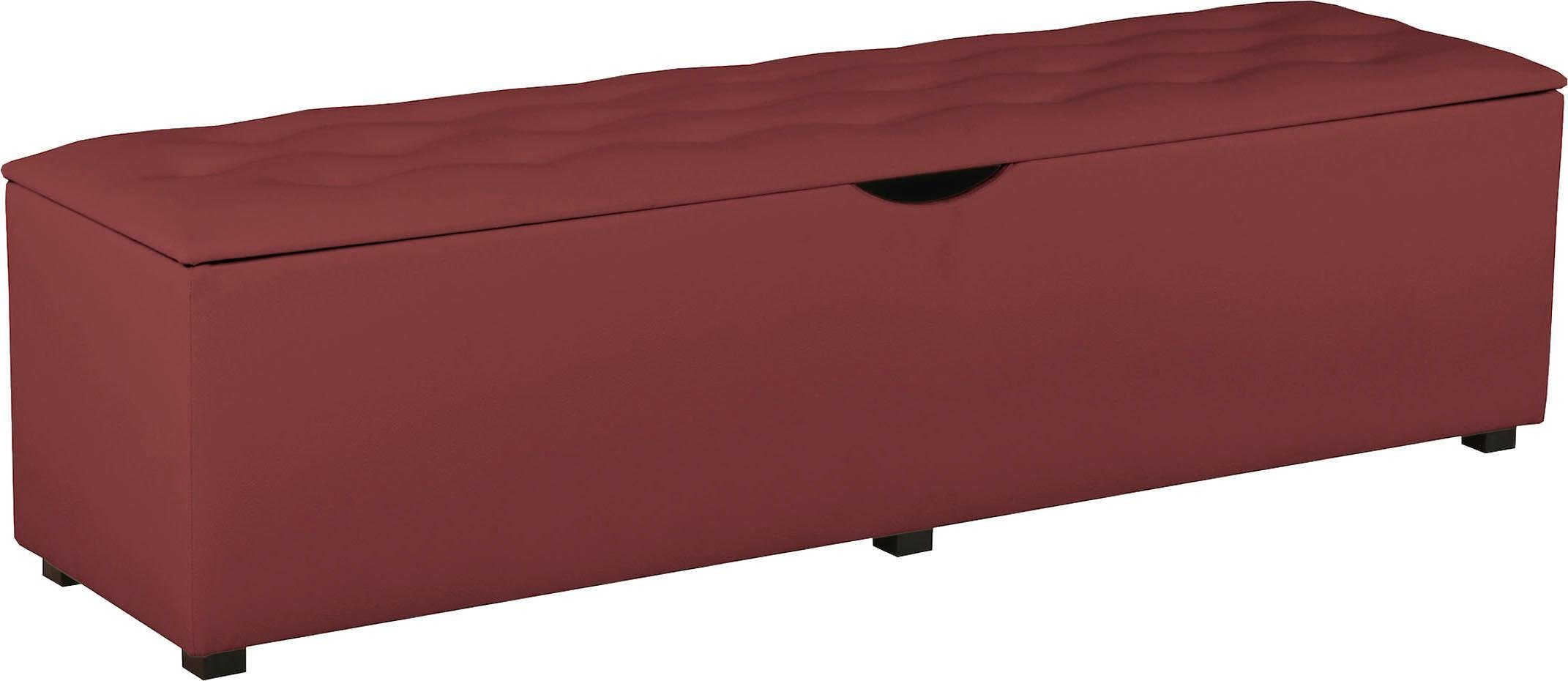 Places of Style Hockerbank Knobbed Hockerbank met bergruimte, breedte 120 cm en 160 cm hockers maat 120 cm x 42 cm x 40 cm oranje