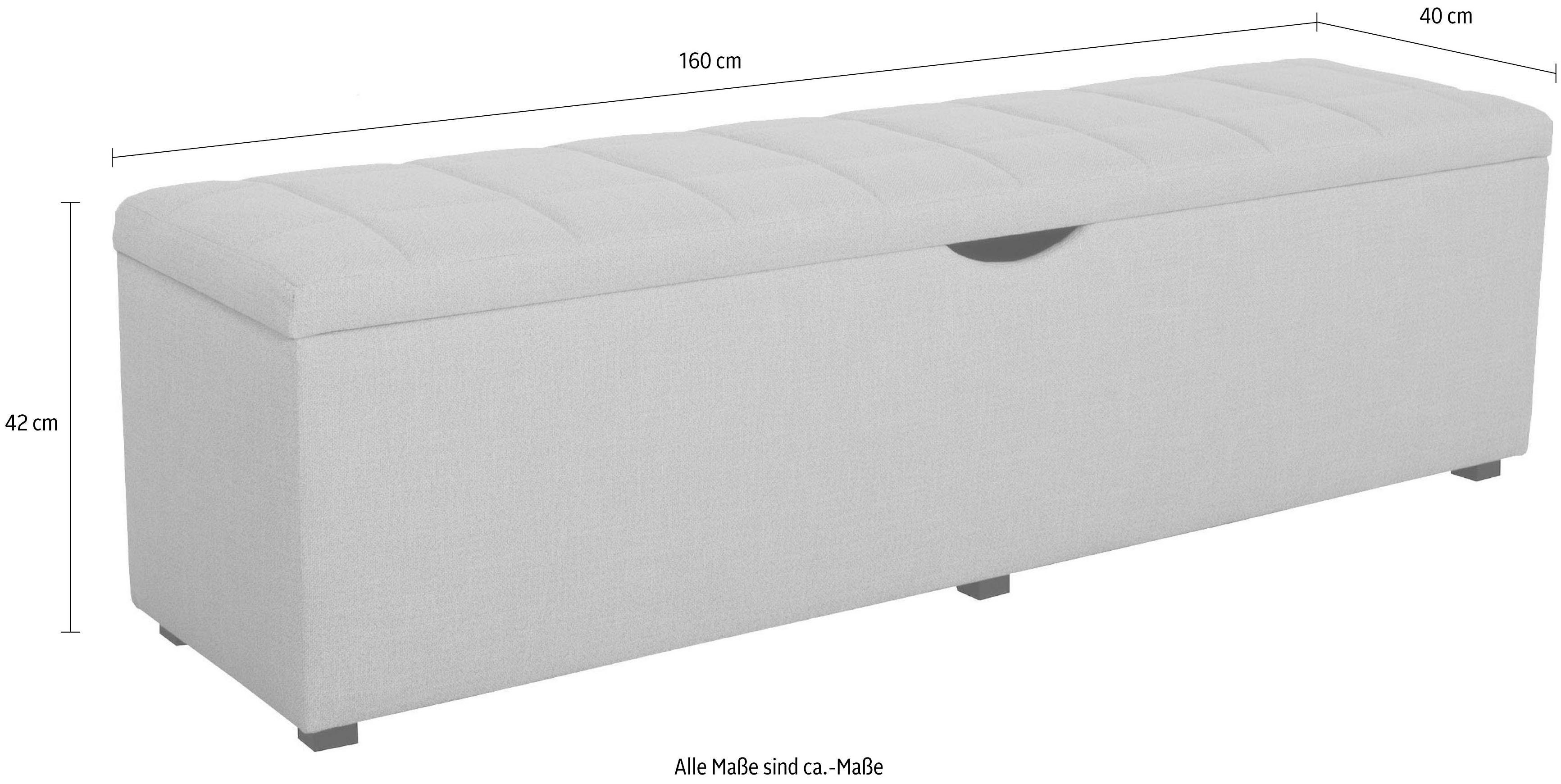 Places of Style Hockerbank Checked met bergruimte, breedte 120 cm en 160 cm, als bedbank te gebruiken