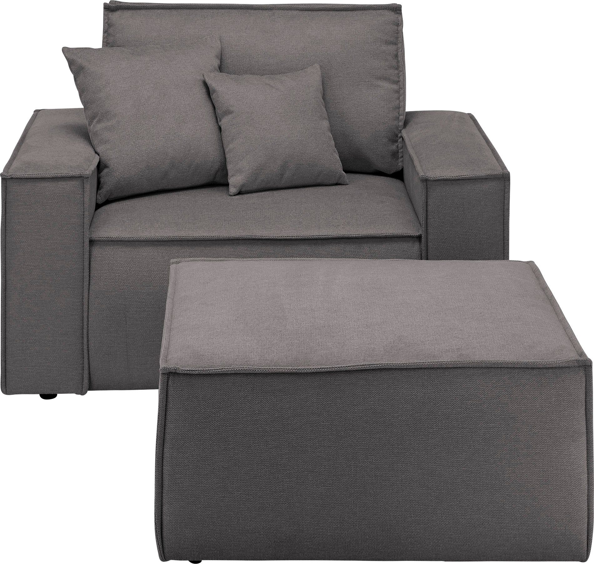 andas Loveseat Finnley Loveseat en hocker als set, passend bij de bekleding-serie Finnley (2-delig)