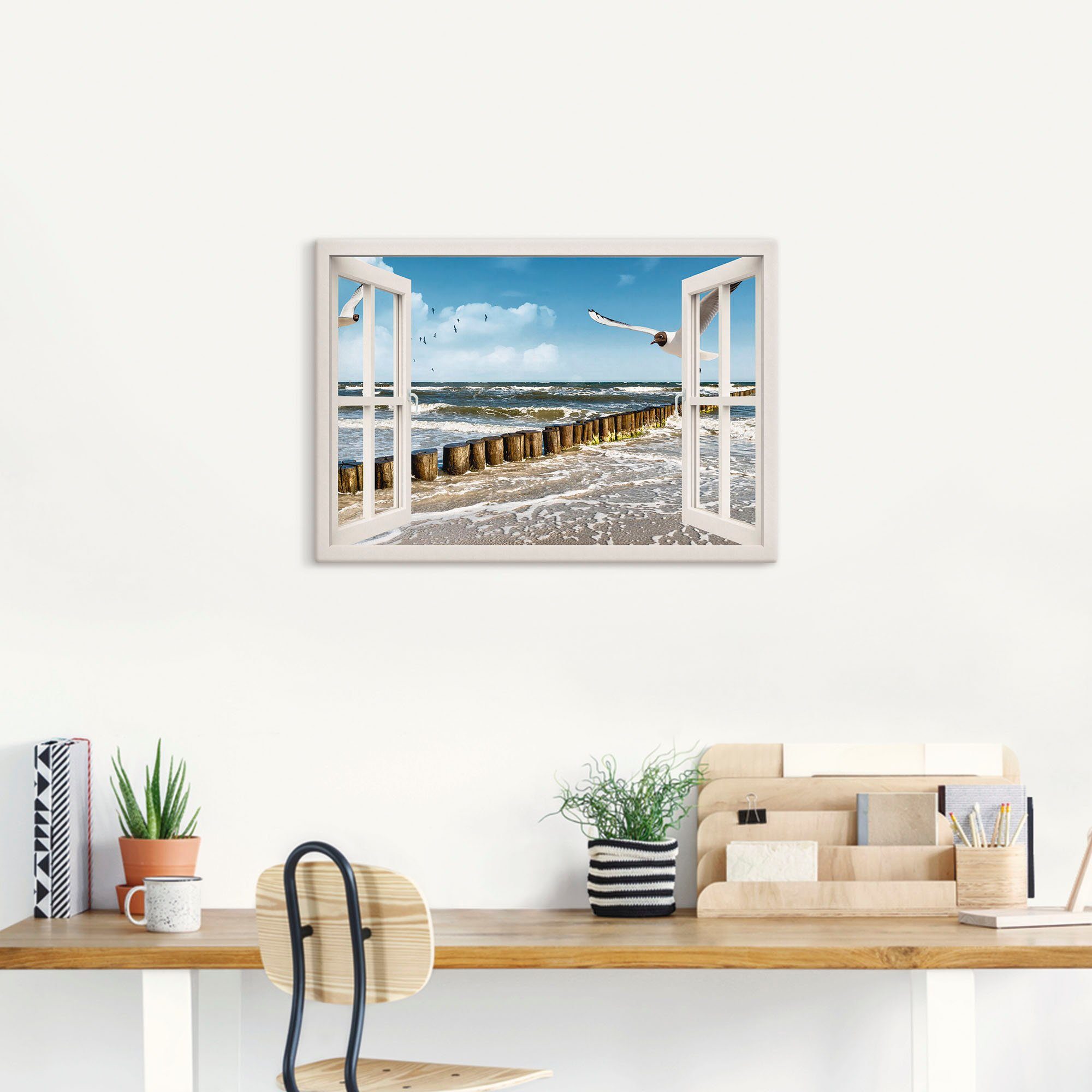 Artland Artprint Blik uit het venster - Oostzee als artprint op linnen, poster, muursticker in verschillende maten
