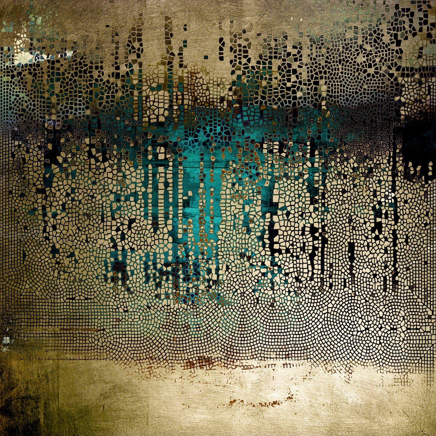 queence Artprint op acrylglas Abstracte kunst met goud Goudafwerking, handgemaakt, ingelijst, edel