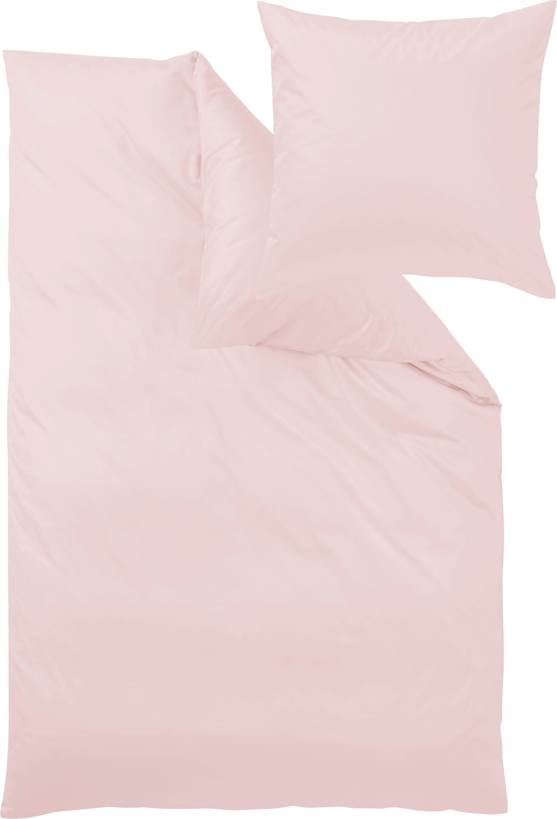 Curt Bauer Beddengoed Uni-mako-satijnen overtrekset, Öko-TEX en Made in Green gecertificeerd dekbedovertrekken maat 1x 155x220 cm roze
